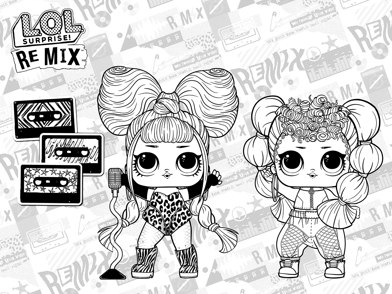 Coloriage LOL Surprise Remix Poupée Musicale - Poupée LOL Surprise Remix à imprimer