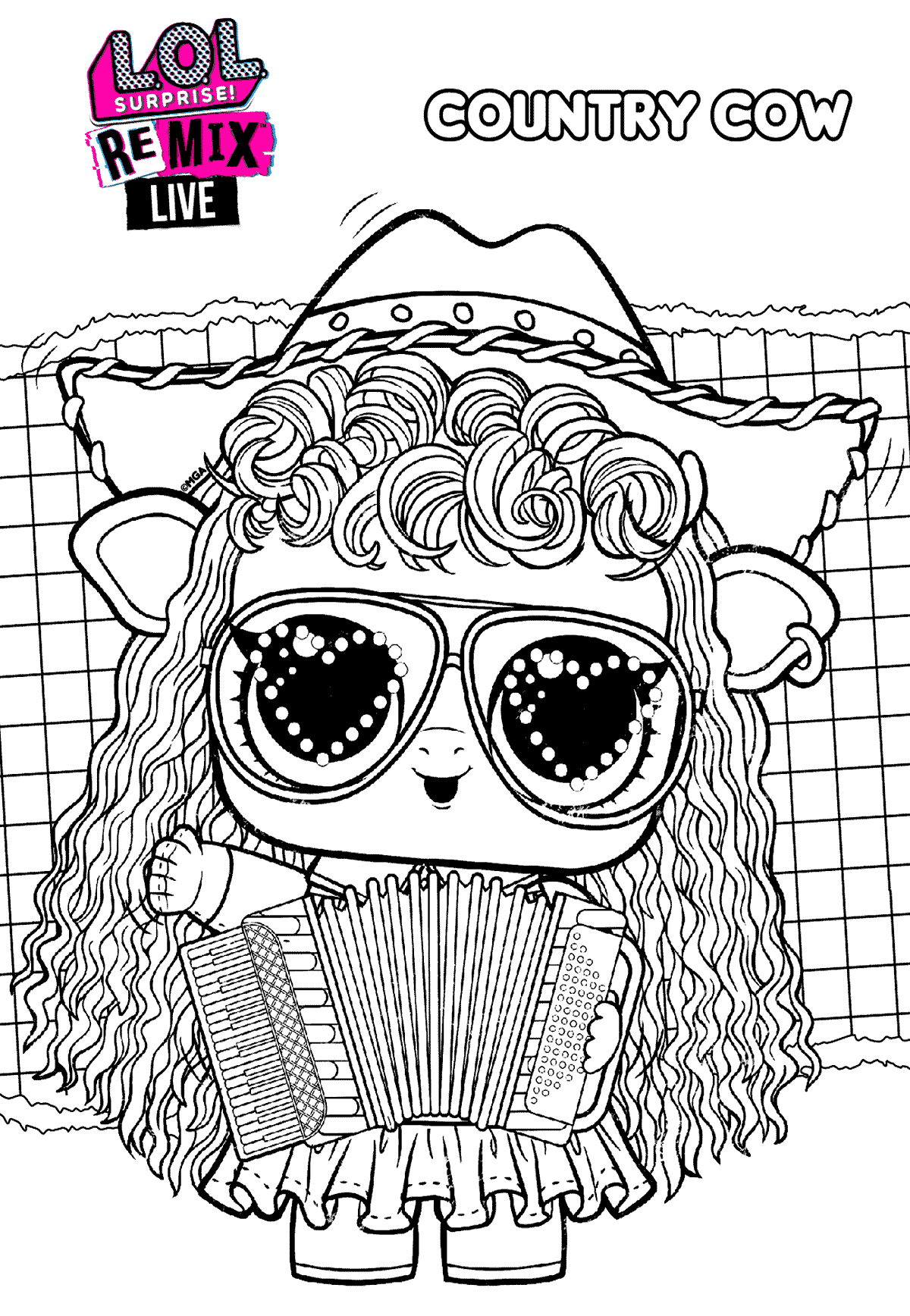 Coloriage Lol Surprise Remix Country Cow - Poupée LOL Surprise Remix à imprimer