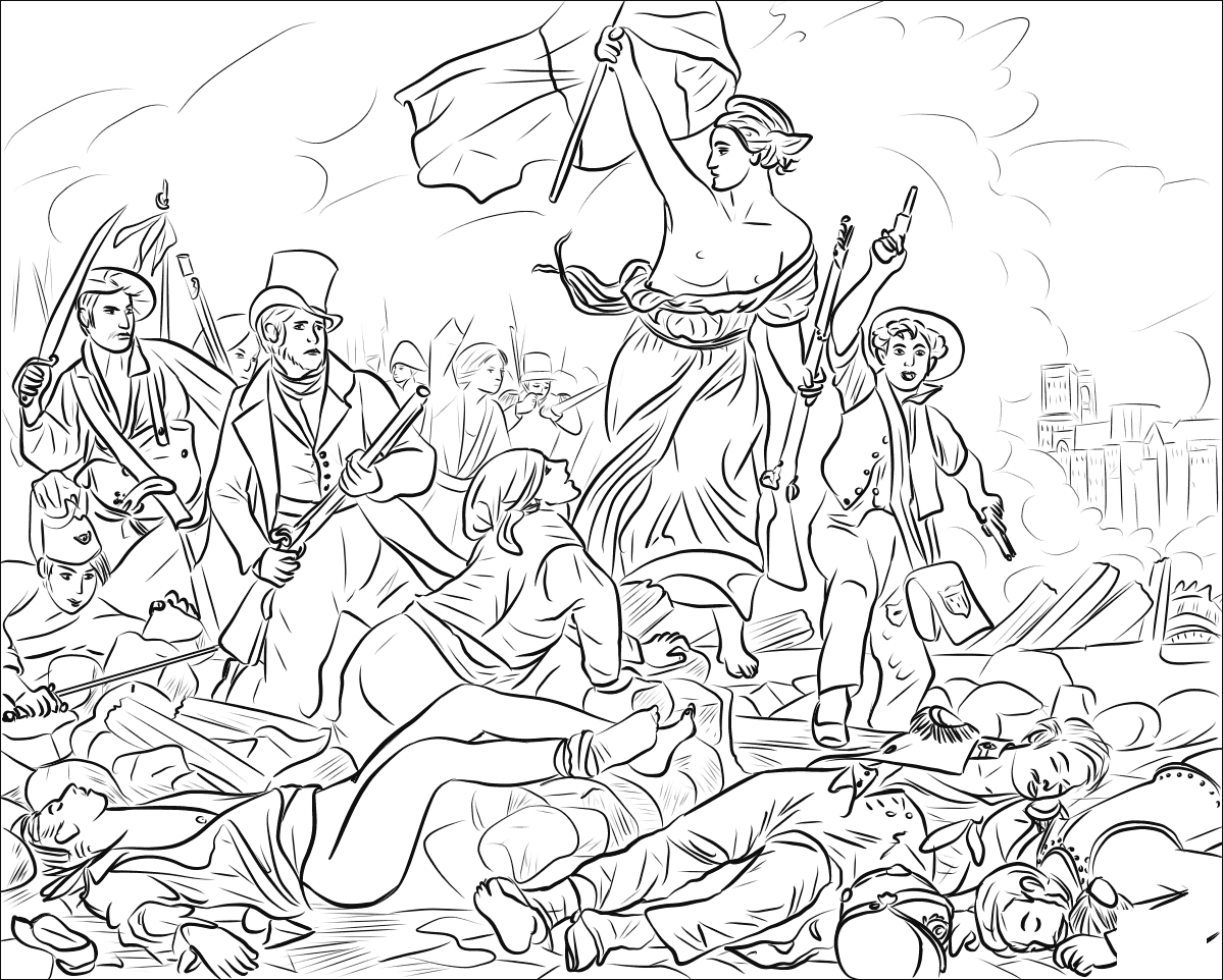 Coloriage La Liberté Guidant Le Peuple - France à imprimer