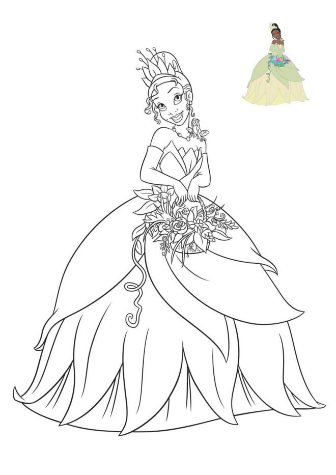 Coloriage La Princesse Et La Grenouille - Princesse disney à imprimer