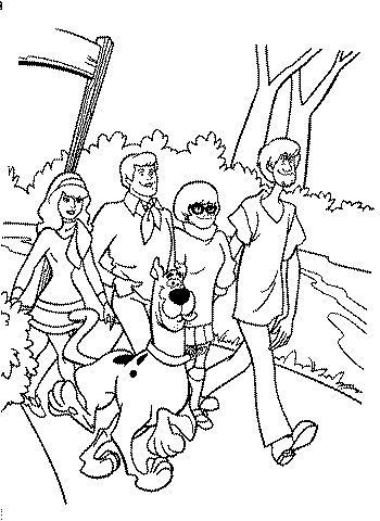 Coloriage La Bande A Scoubidou Se Promene - Scooby doo à imprimer
