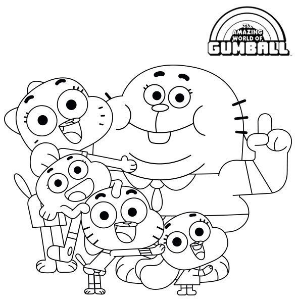 Coloriage La Famille Watterson - Gumball à imprimer