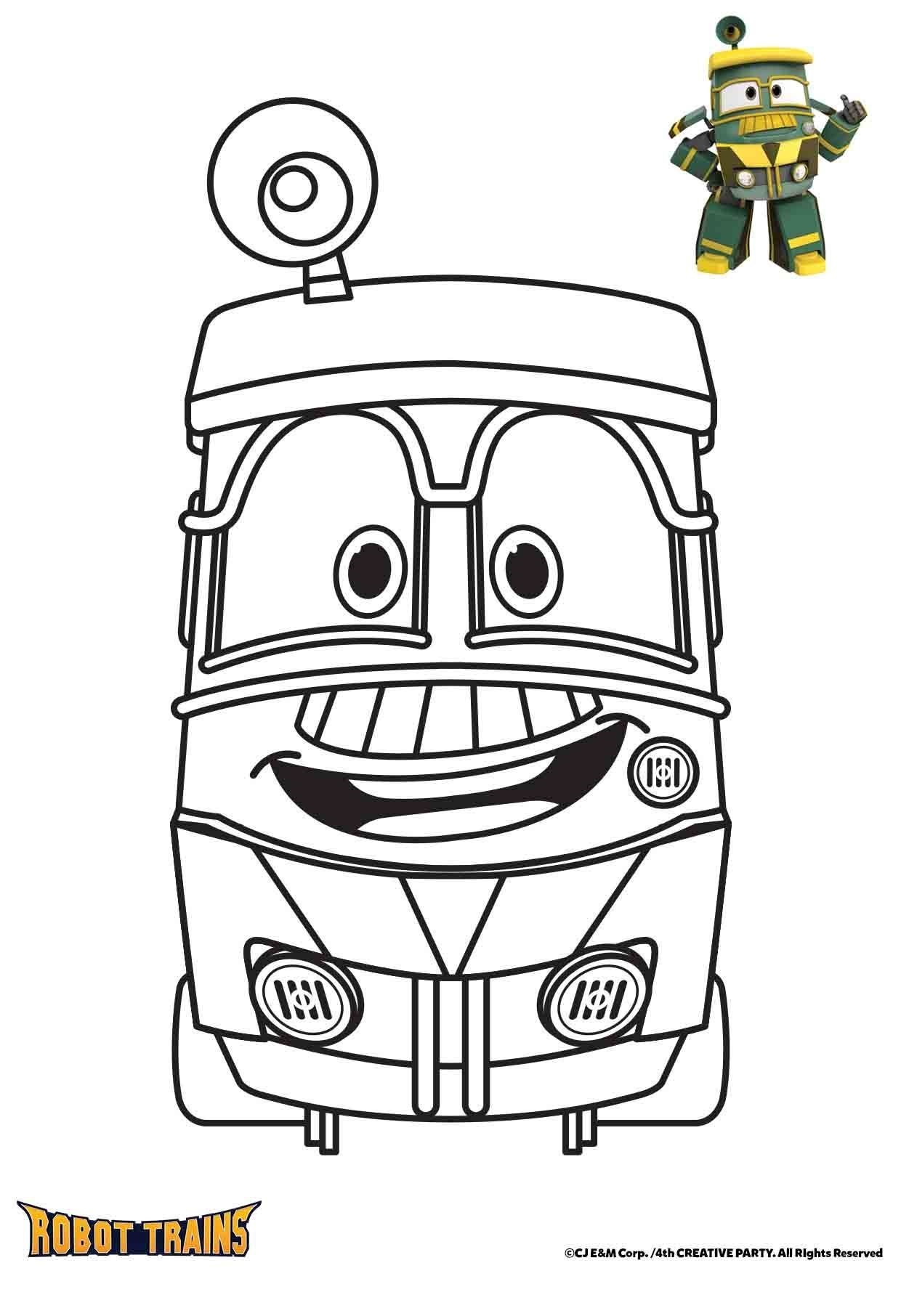 Coloriage La Locomotive Jeffrey Robot Train - Robot à imprimer