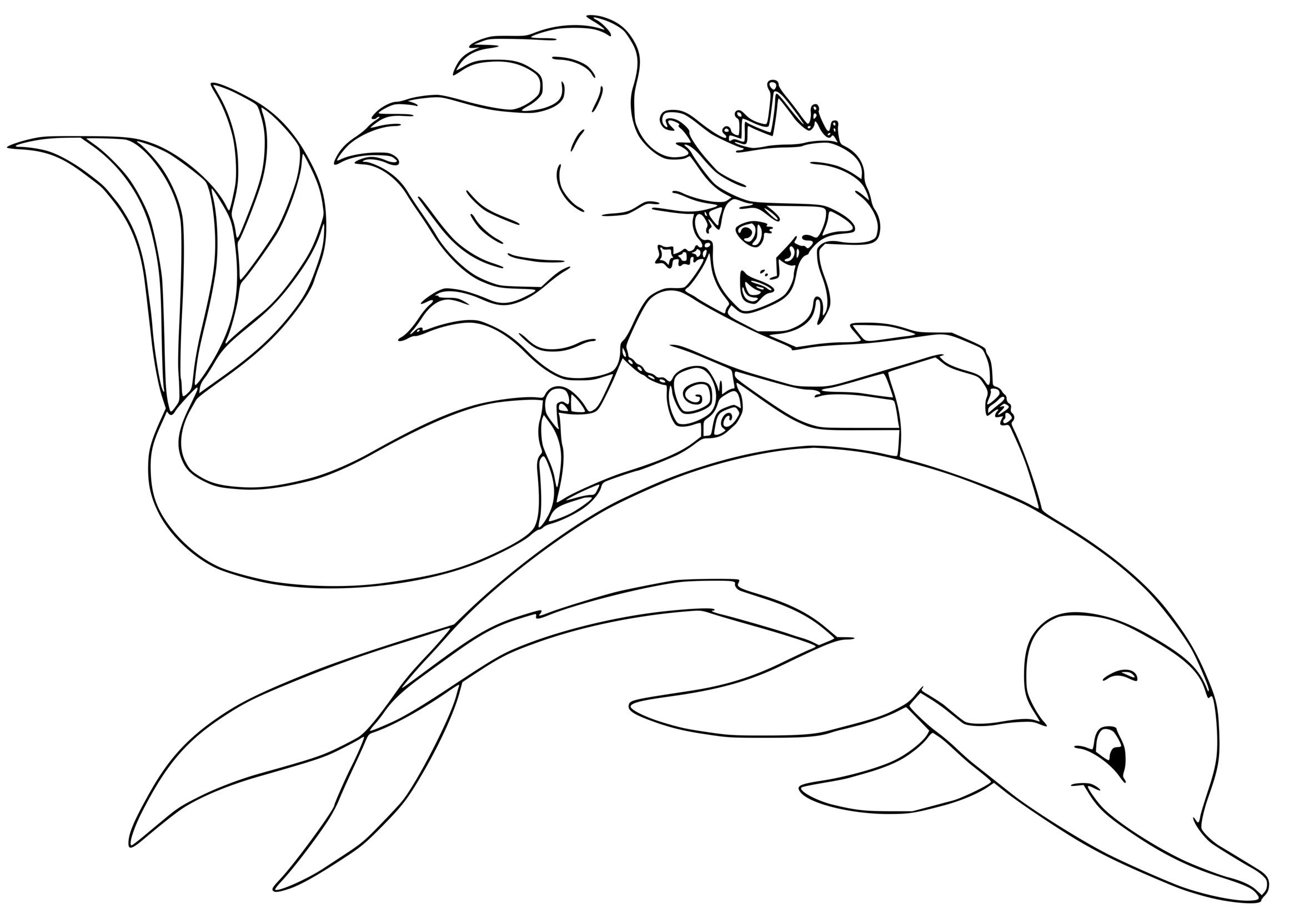 Coloriage La Petite Sirène Ariel La Plus Jeune Des 7 Filles Du Roi Triton - Princesse disney à imprimer
