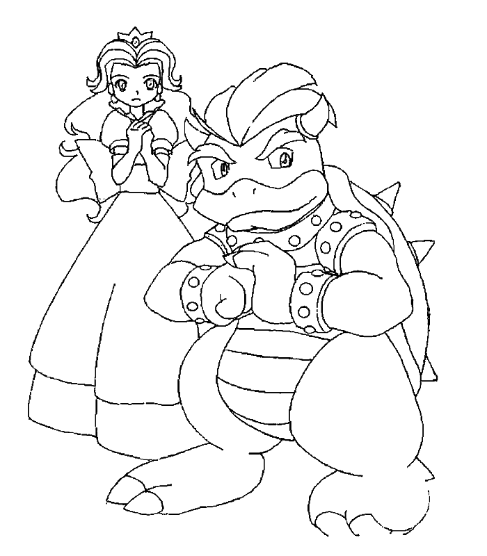Coloriage La Princesse Peach Et Bowser - Bowser à imprimer
