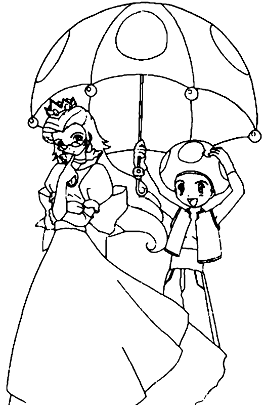Coloriage La Princesse Et Toad - Mario à imprimer