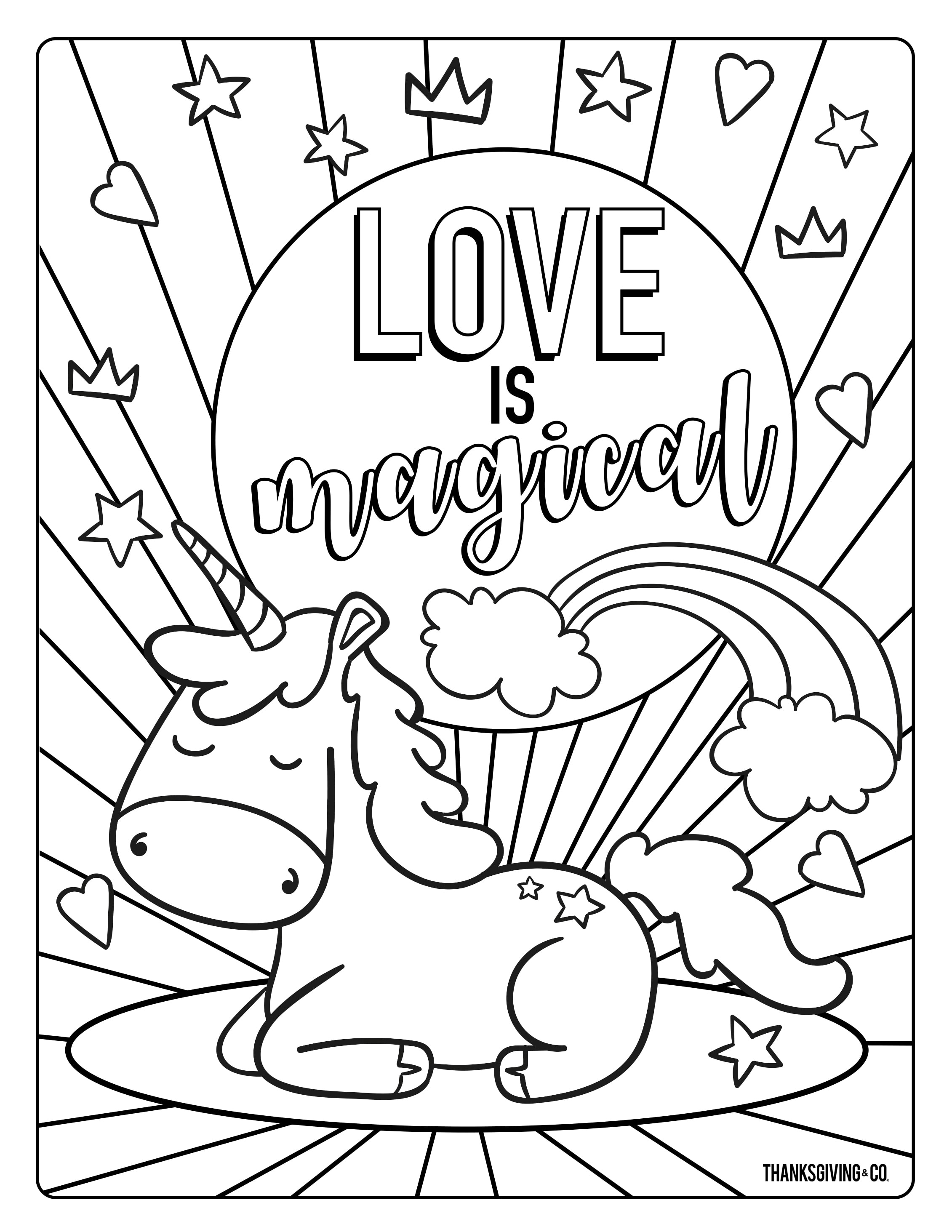 Coloriage L'amour C'est Magique Love Is Magical - Saint-Valentin à imprimer