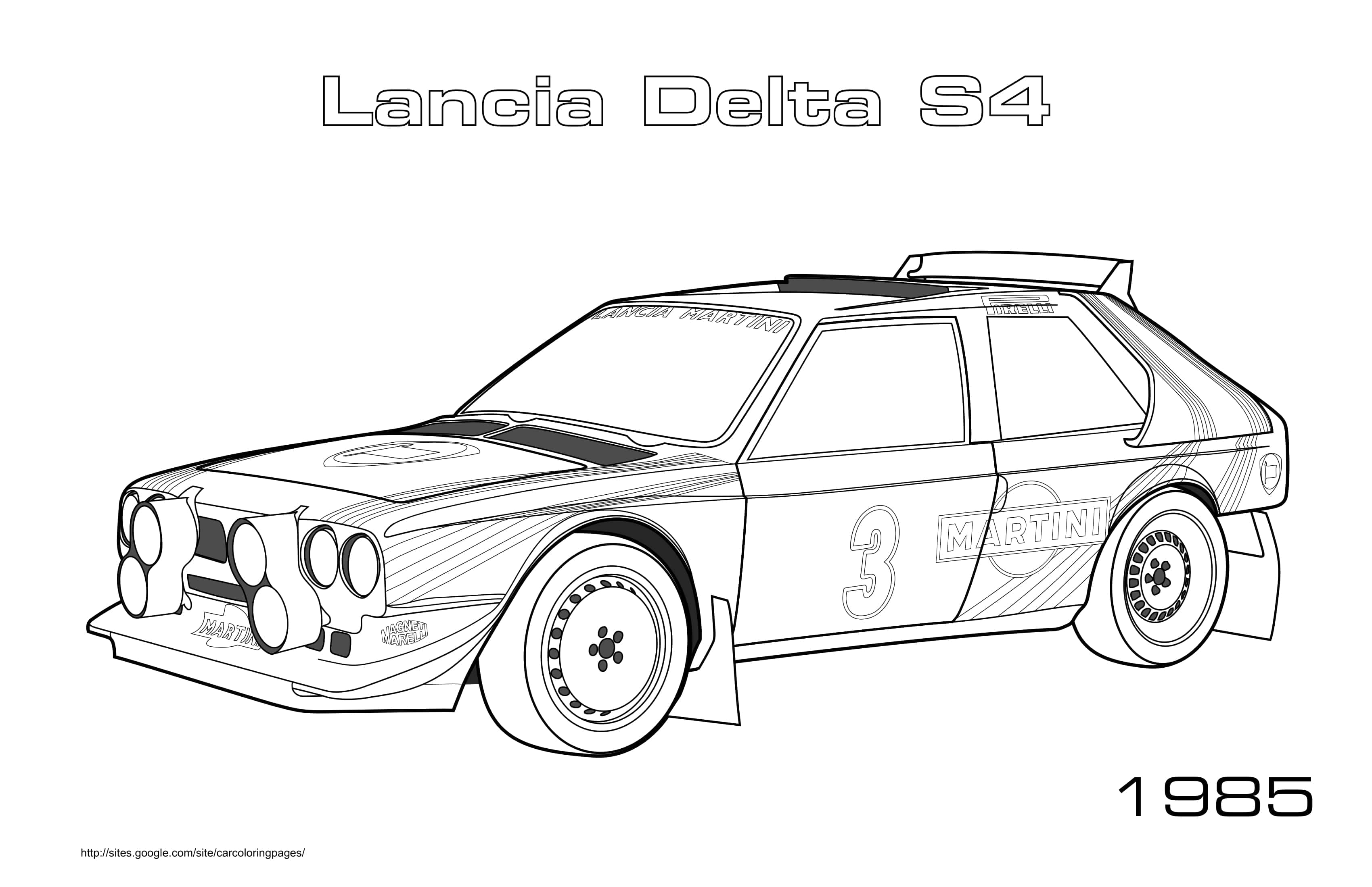 Coloriage Lancia Delta S4 1985 en course - Voiture à imprimer