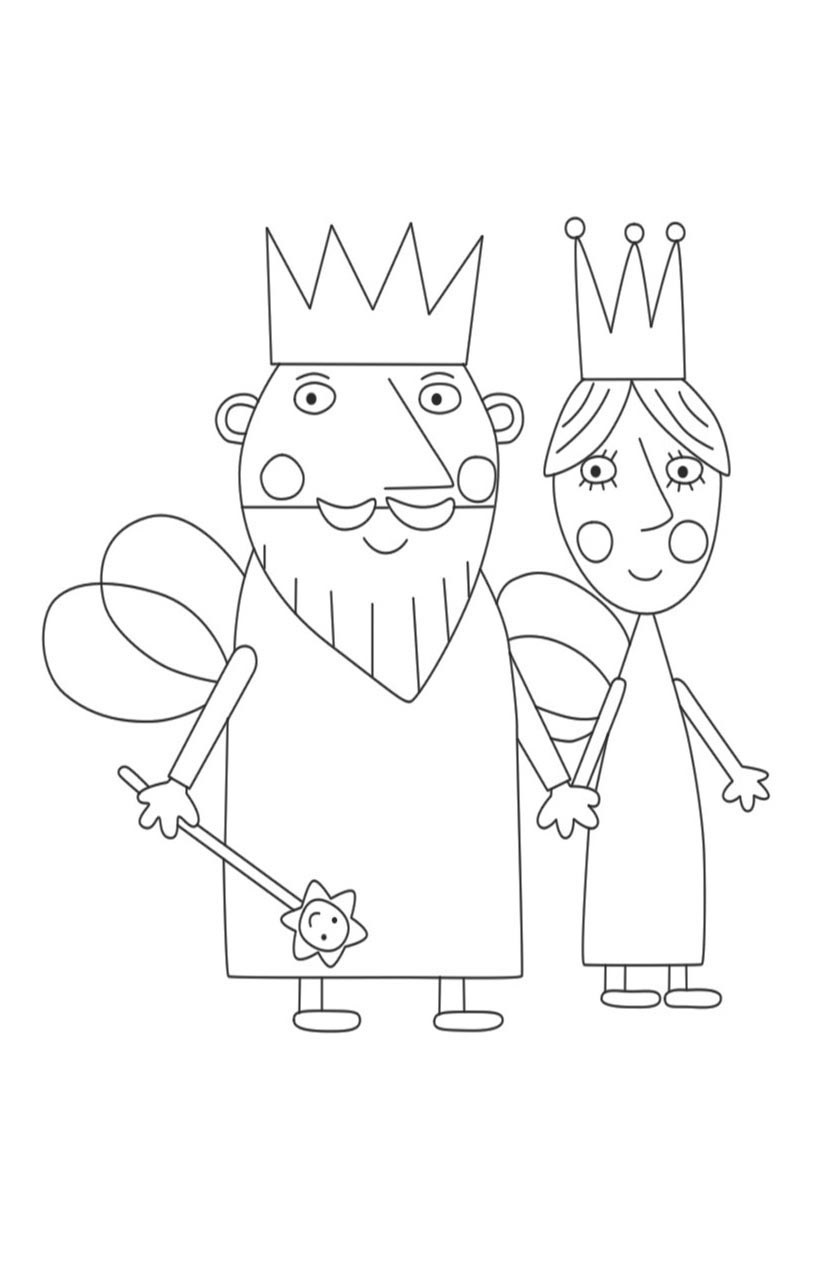 Coloriage Le Roi Et La Reine Le Petit Royaume De Ben Et Holly - Le Petit Royaume de Ben et Holly à imprimer