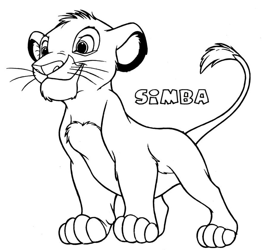 Coloriage Le Petit Lion Simba - Roi lion à imprimer