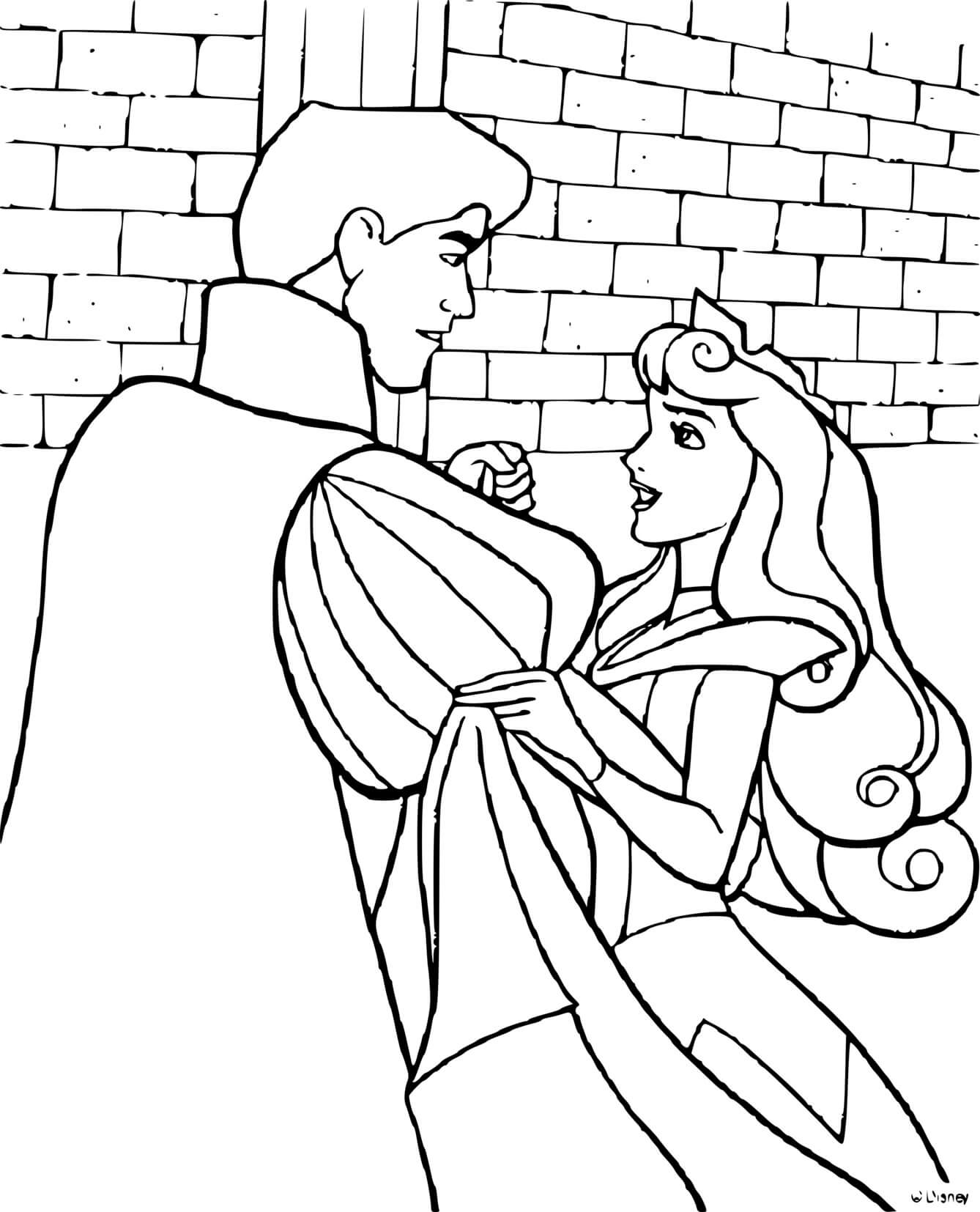 Coloriage Le Prince Philippe Et La Princesse Aurore - Aurore à imprimer