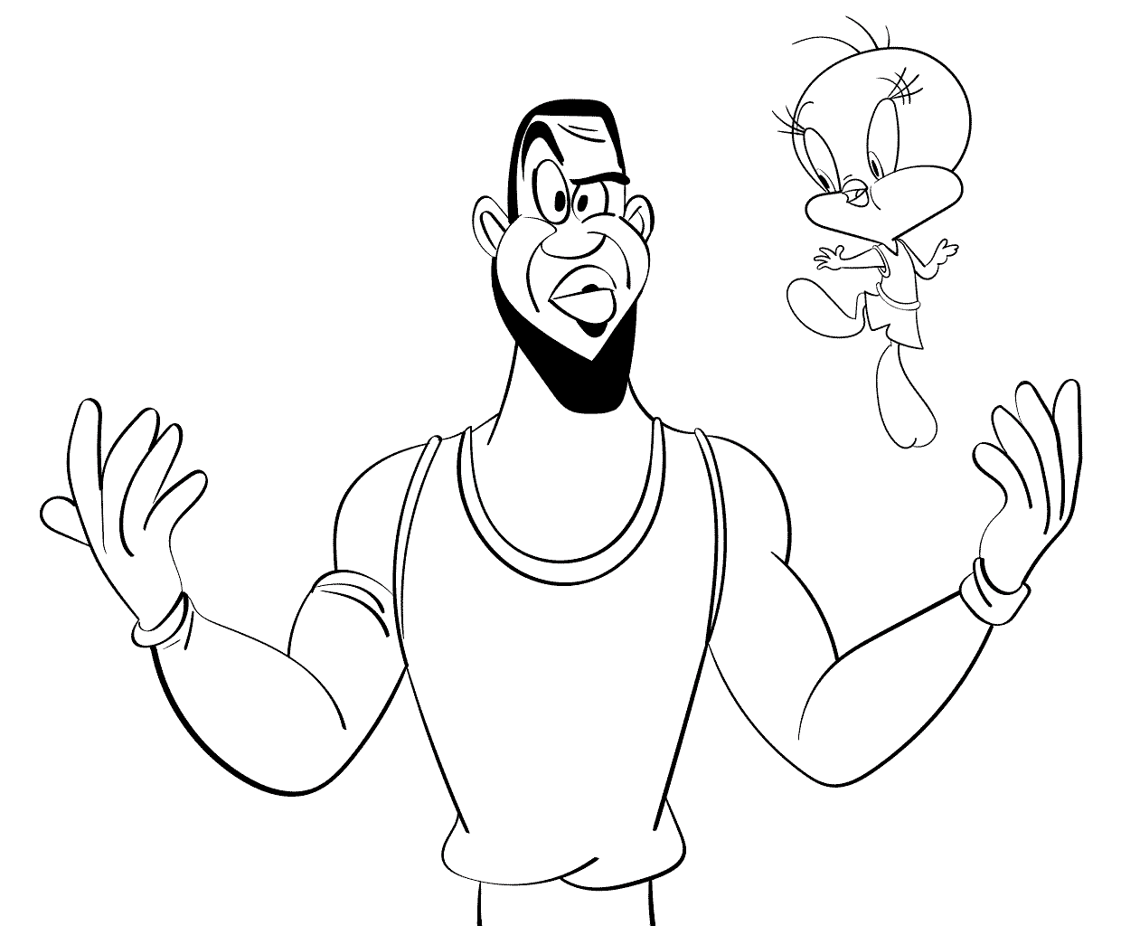 Coloriage Lebron James And Tweety Bird - Space jam à imprimer