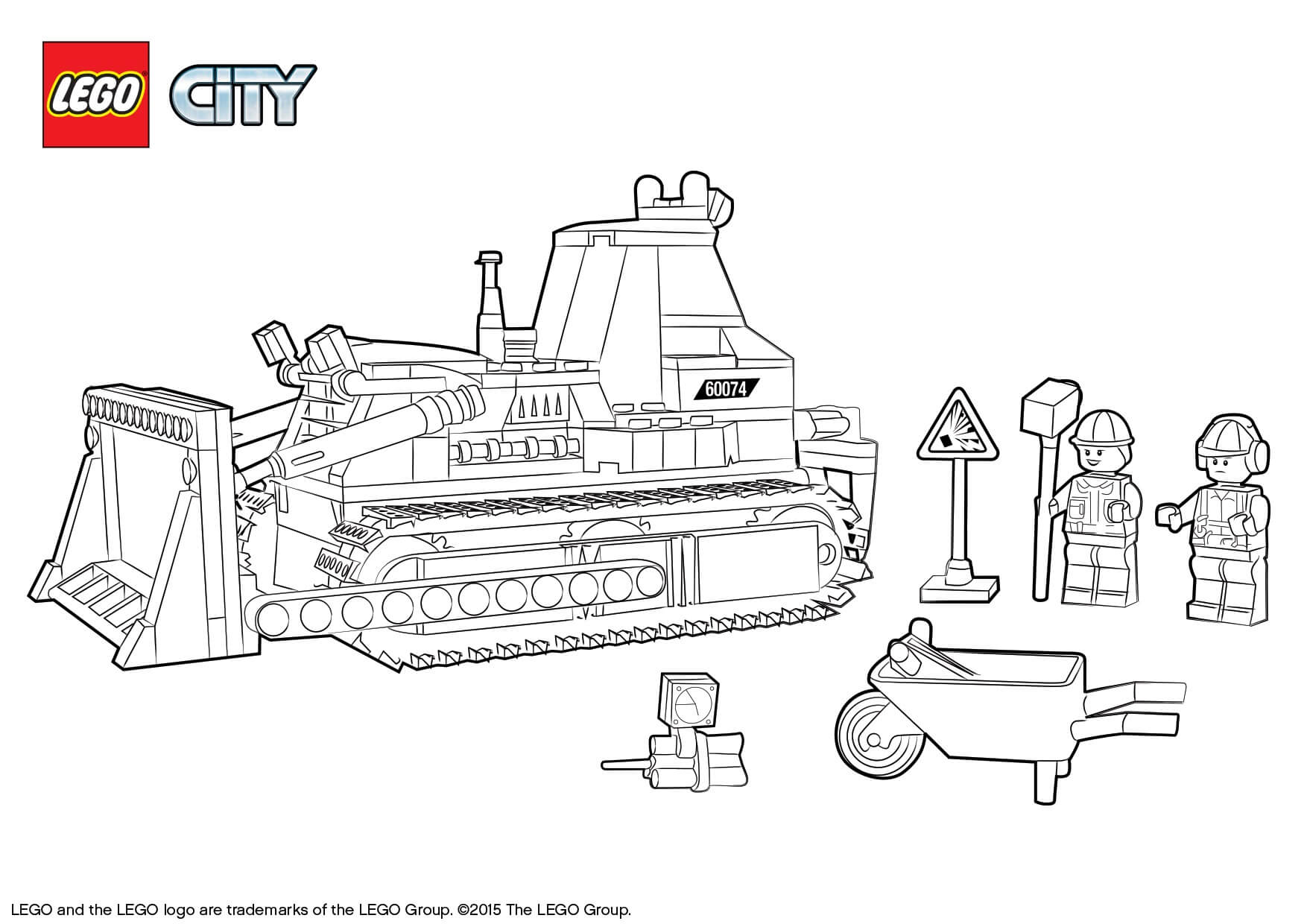 Coloriage Lego City Bulldozer Construction - Lego city à imprimer
