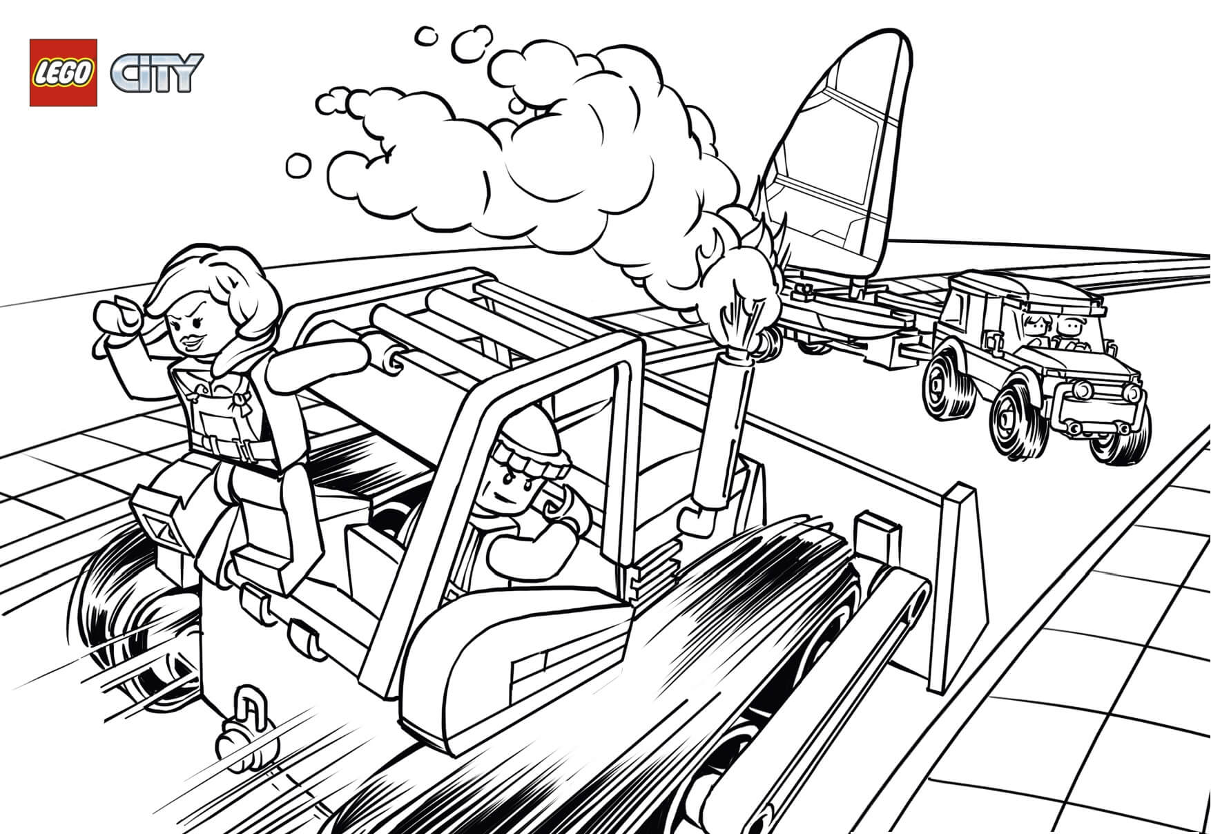 Coloriage Lego City Bulldozer - Lego city à imprimer