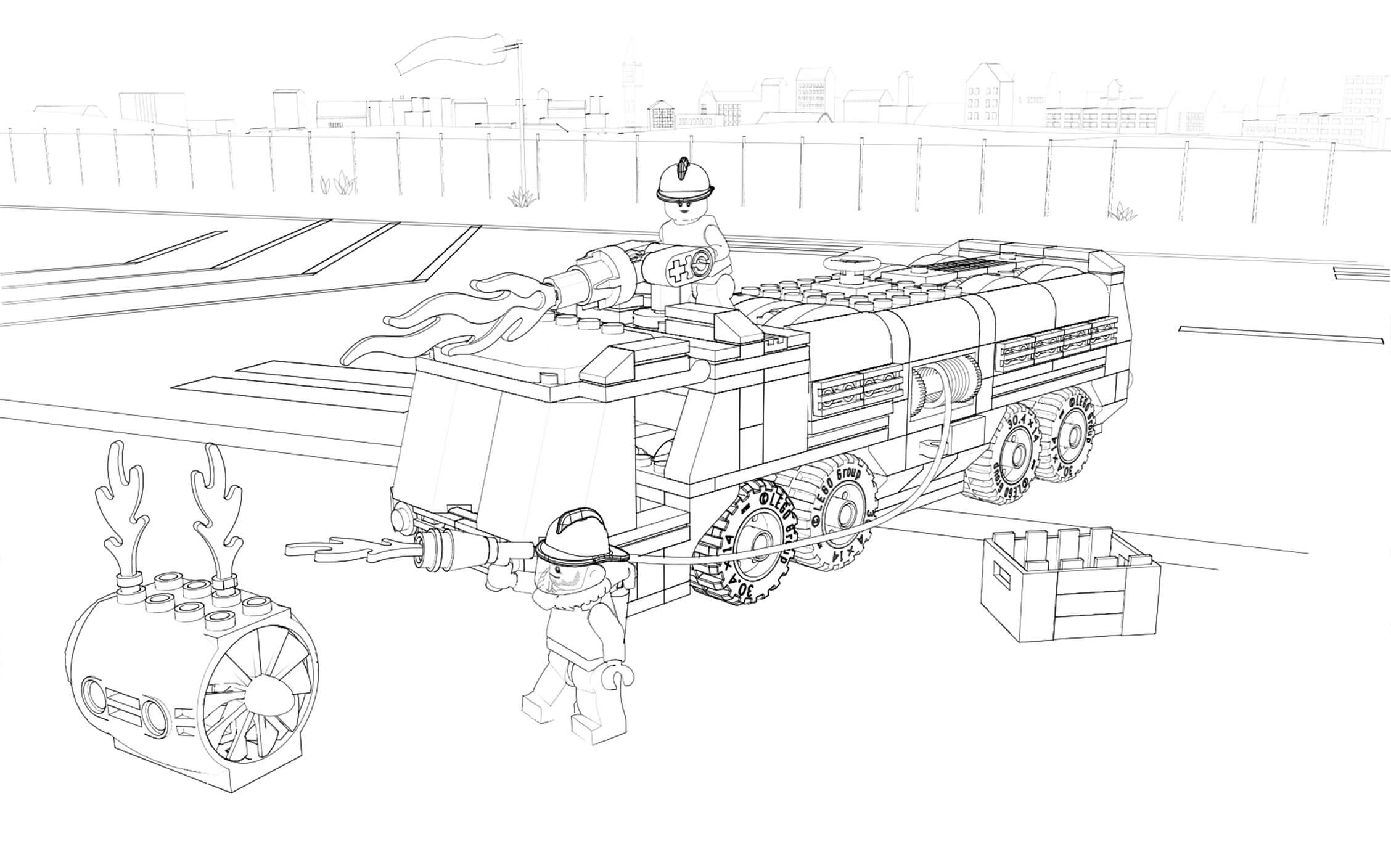Coloriage Lego City Firefighter Fire Truck - Lego city à imprimer