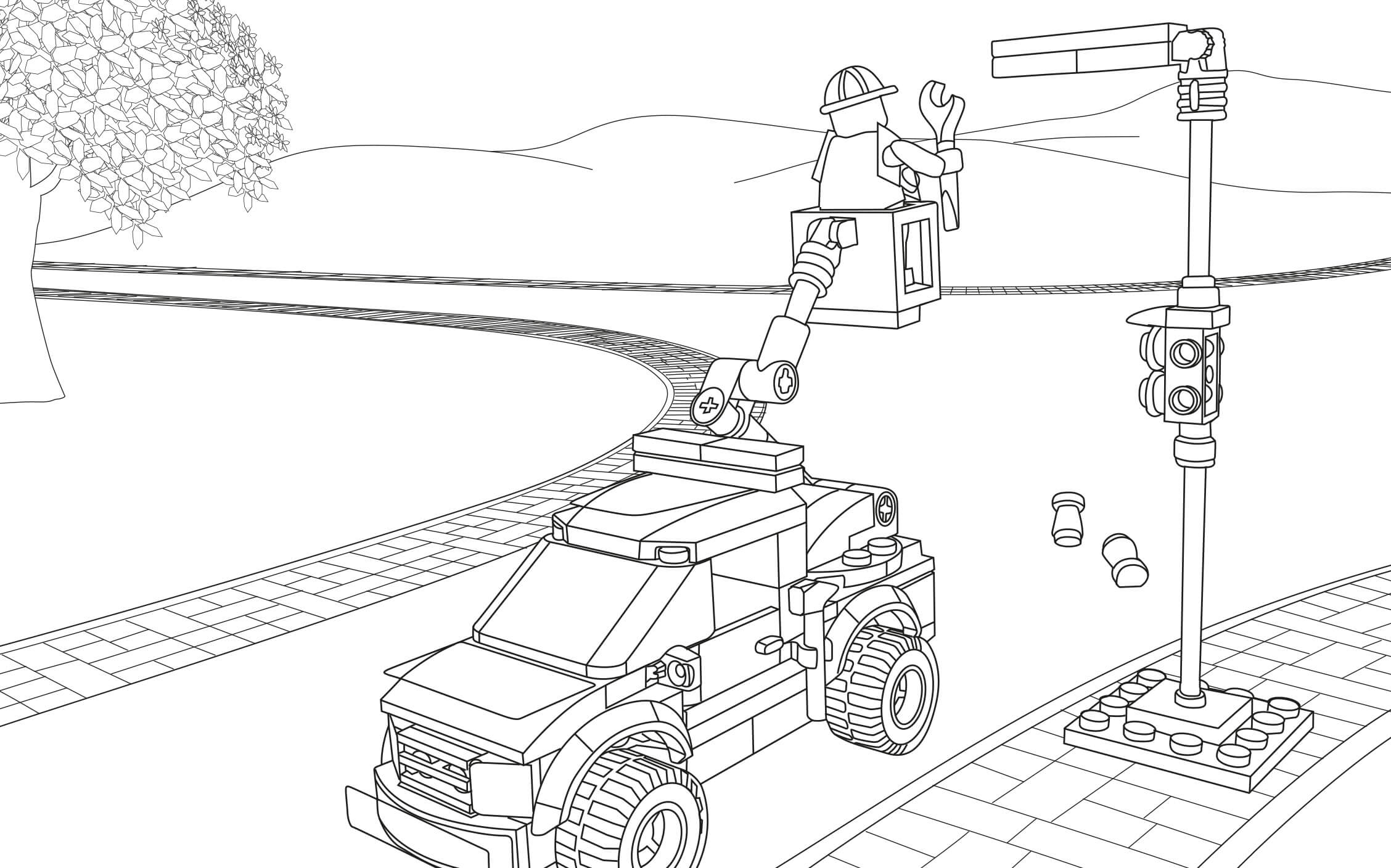 Coloriage Lego City Light Repair Truck - Lego city à imprimer