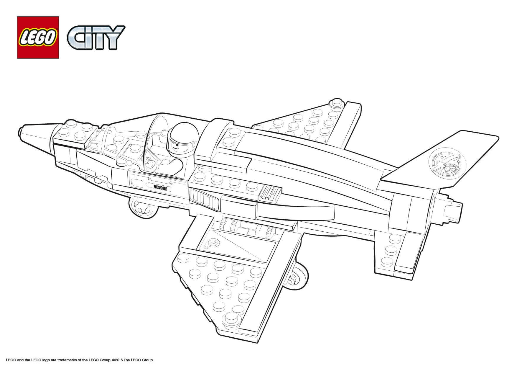 Coloriage Lego City Rescue Training Jet Transporter - Lego city à imprimer