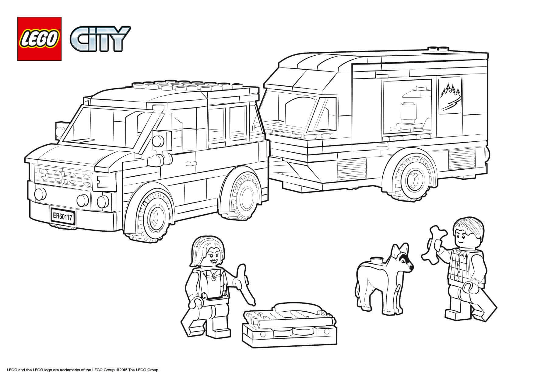 Coloriage Lego City Van And Caravan - Lego city à imprimer