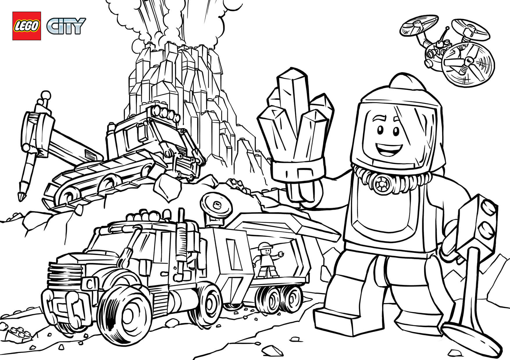 Coloriage Lego City Volcano Explorers - Lego city à imprimer