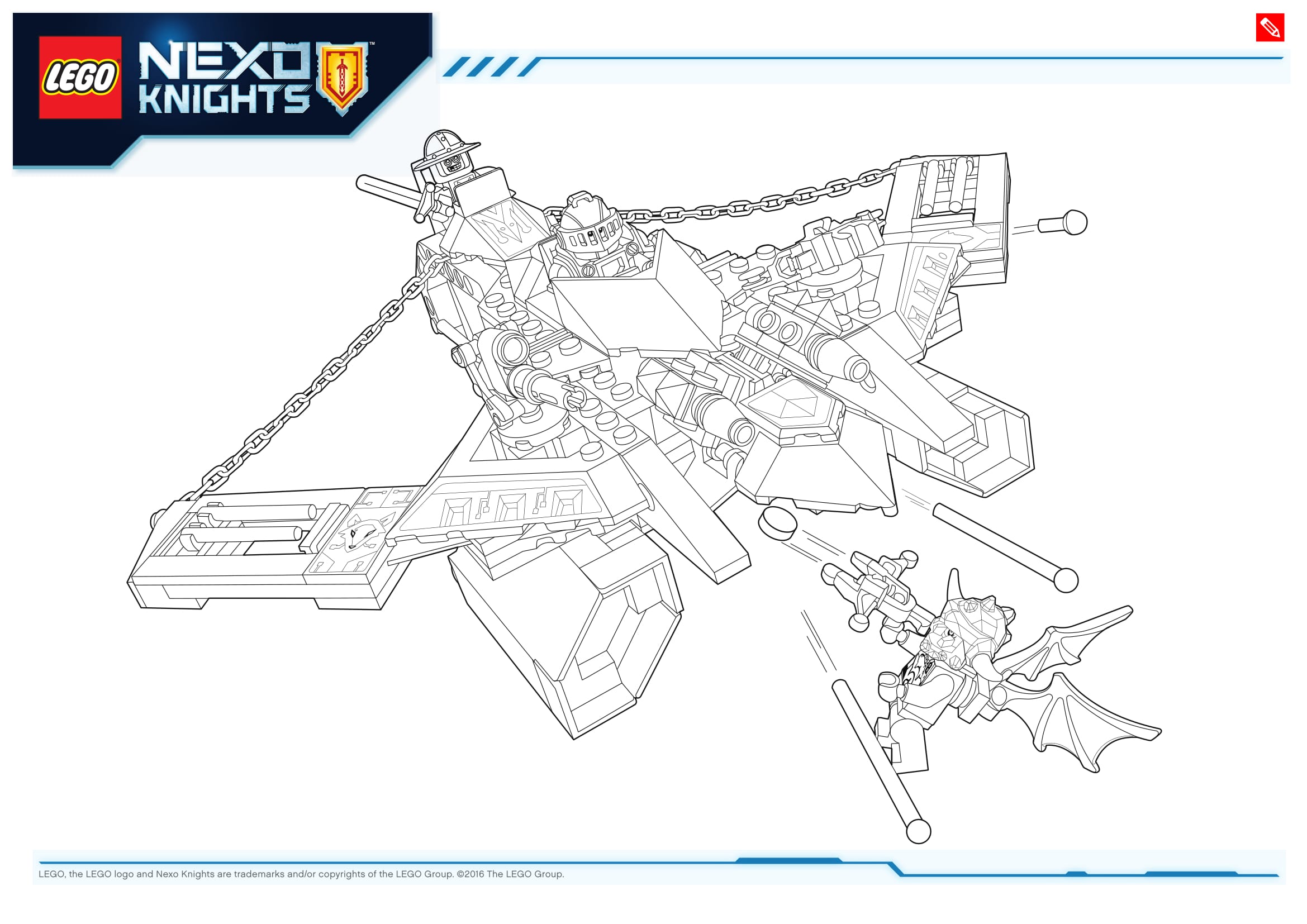 Coloriage Nexo Knights Véhicules et Équipements - Lego à imprimer
