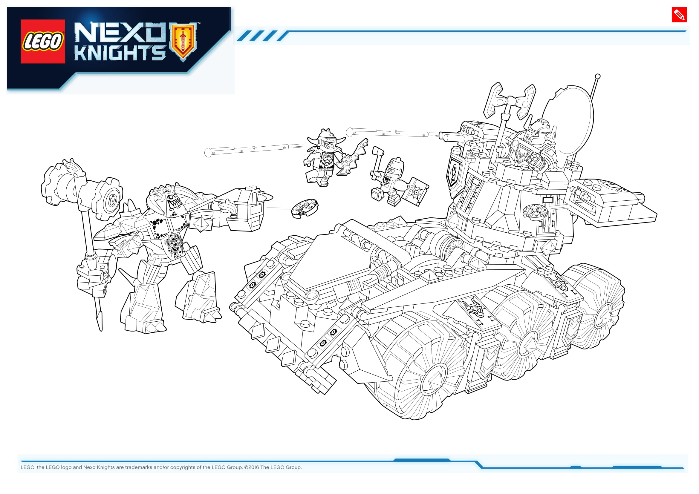 Coloriage Nexo Knights Robots et Méchas Futuristes - Lego à imprimer