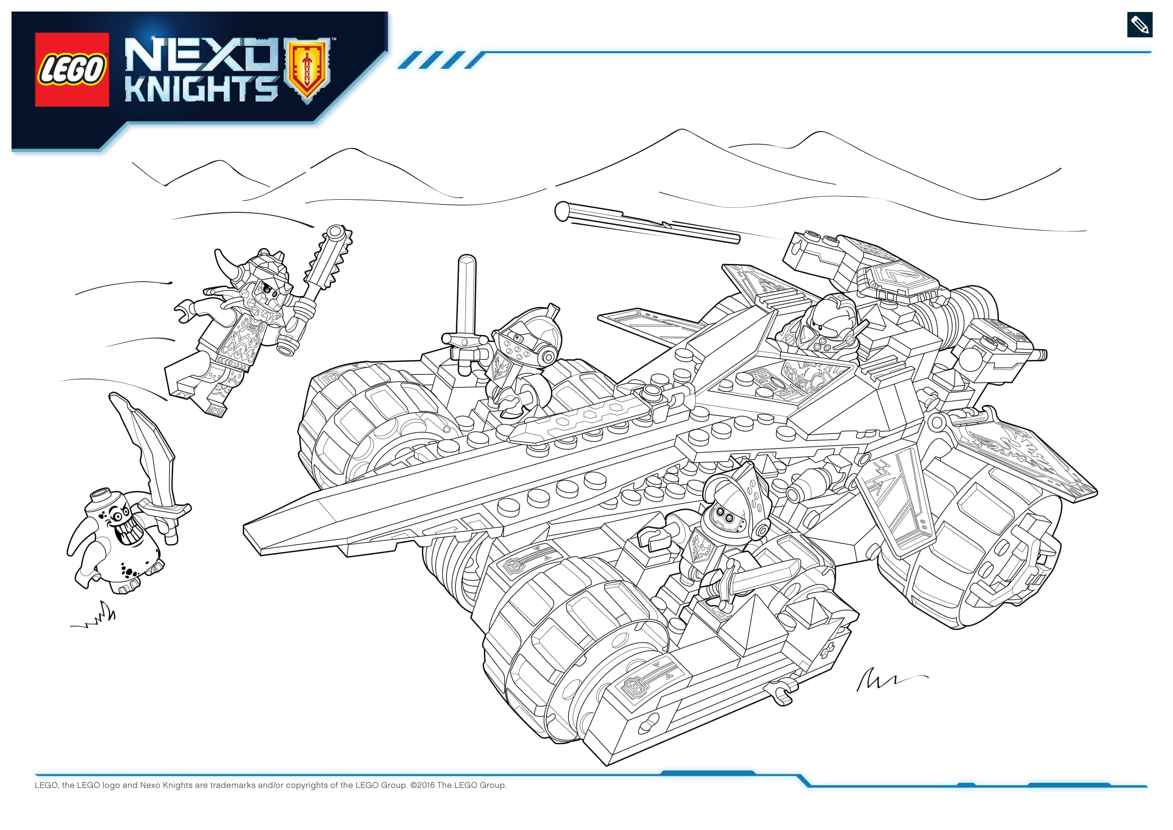 Coloriage Guerrier Nexo Knights en tenue de combat - Lego à imprimer
