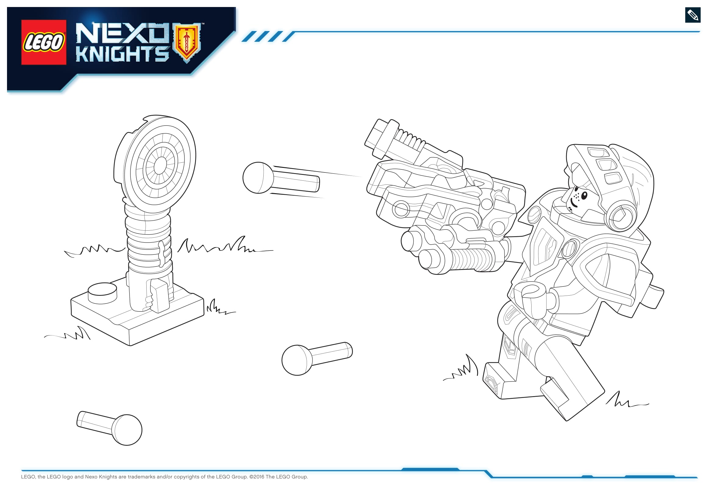 Coloriage Robot Nexo Knights aux pouvoirs technologiques - Lego à imprimer