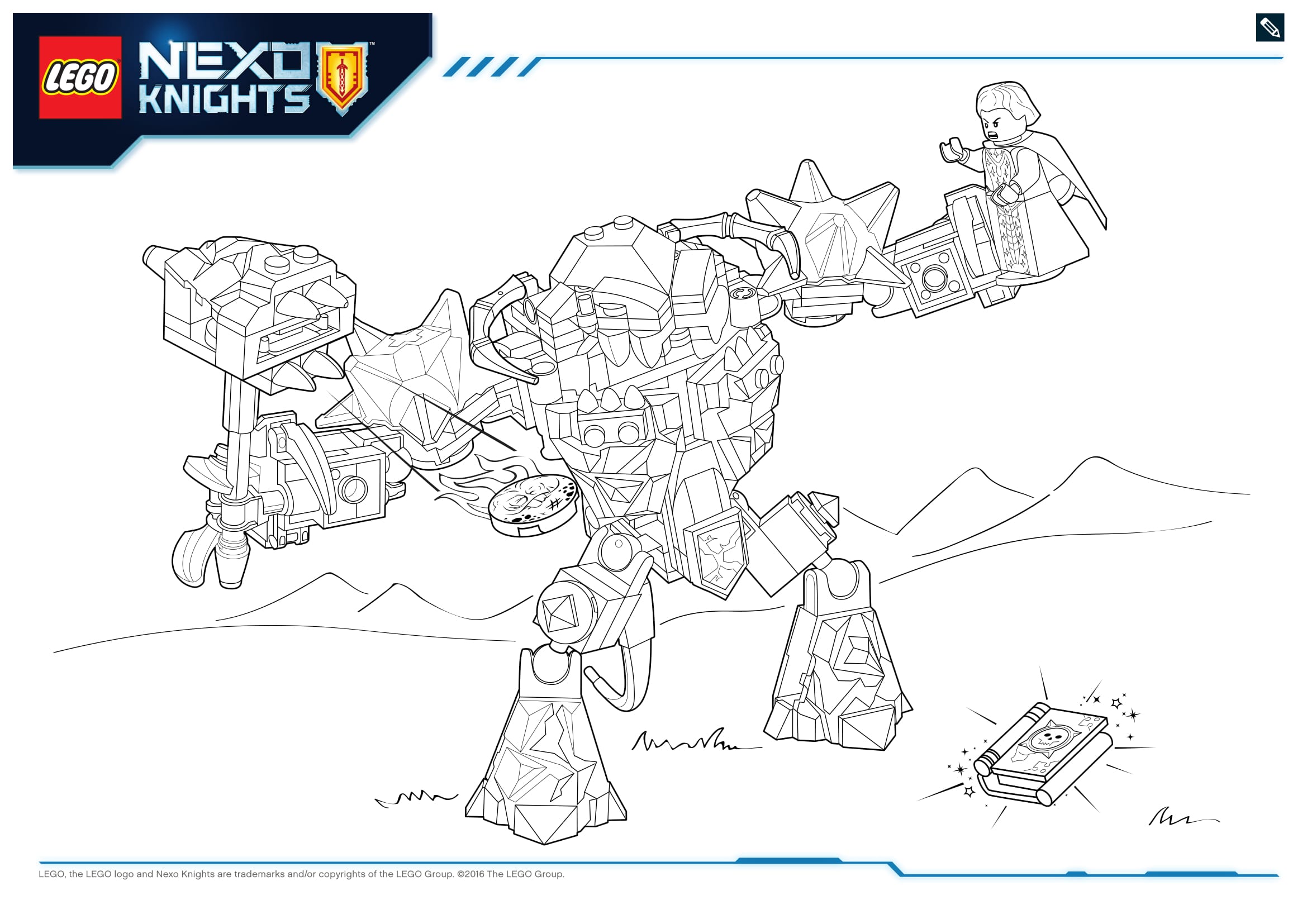 Coloriage Lego Nexo Knights Forteresse Volcanique Jestro - Lego à imprimer