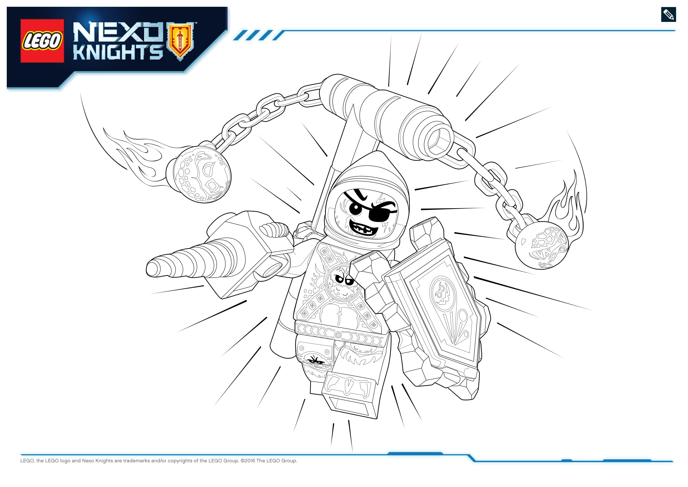 Coloriage Champion ultime Nexo Knights et créature - Lego à imprimer