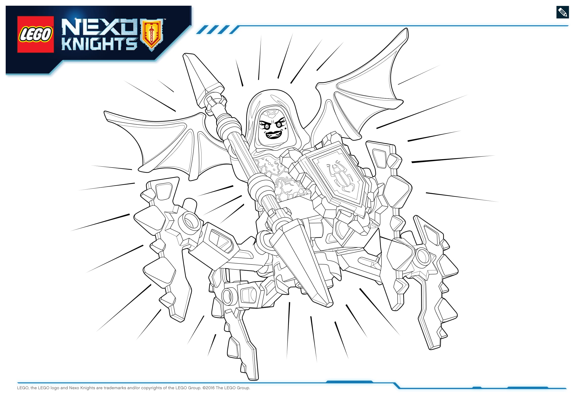 Coloriage Nexo Knights Créatures Ultimes en Armure - Lego à imprimer