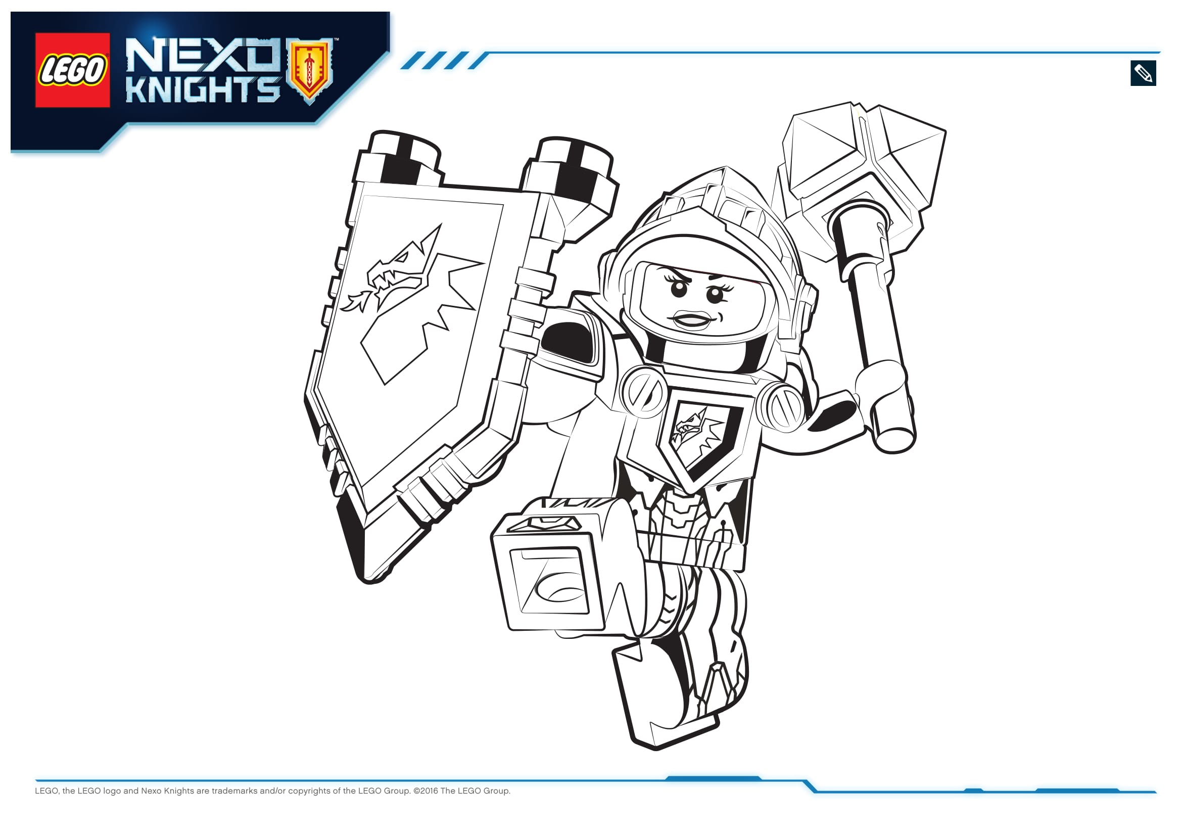 Coloriage Macy Guerrière Lego Nexo Knights - Lego à imprimer