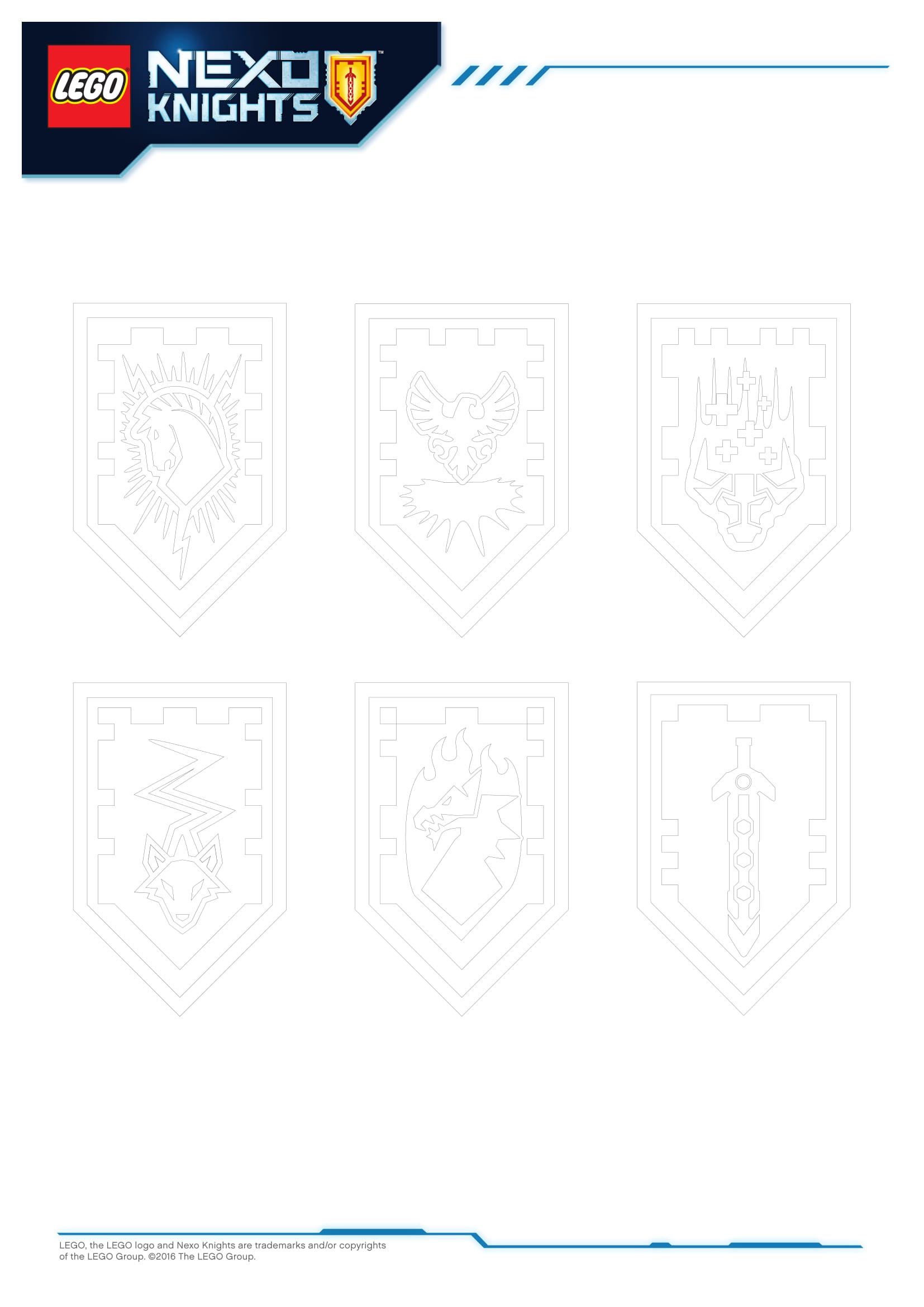Coloriage Bouclier magique Nexo Knights aux pouvoirs - Lego à imprimer