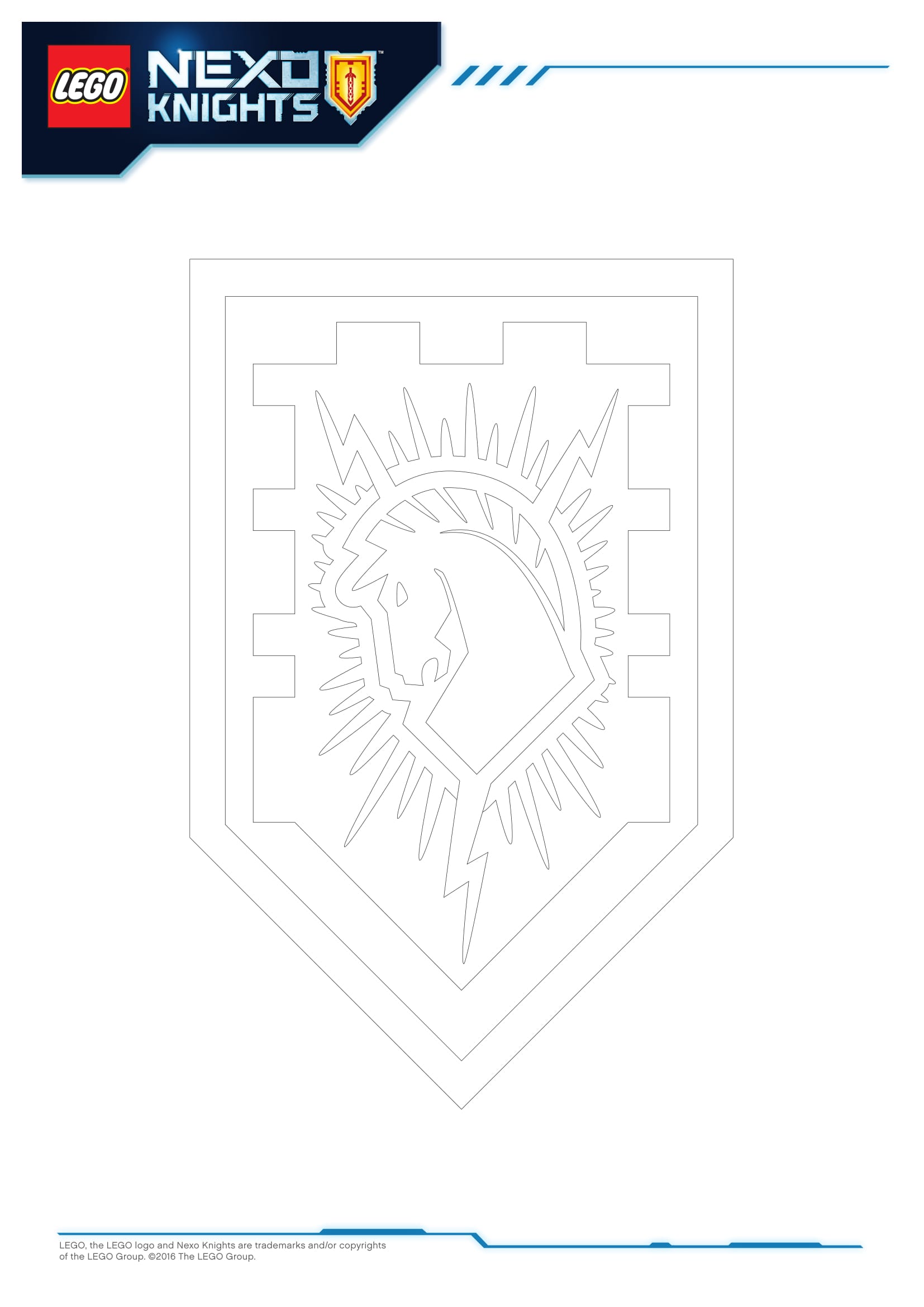 Coloriage Armure énergétique du chevalier Nexo Knights - Lego à imprimer