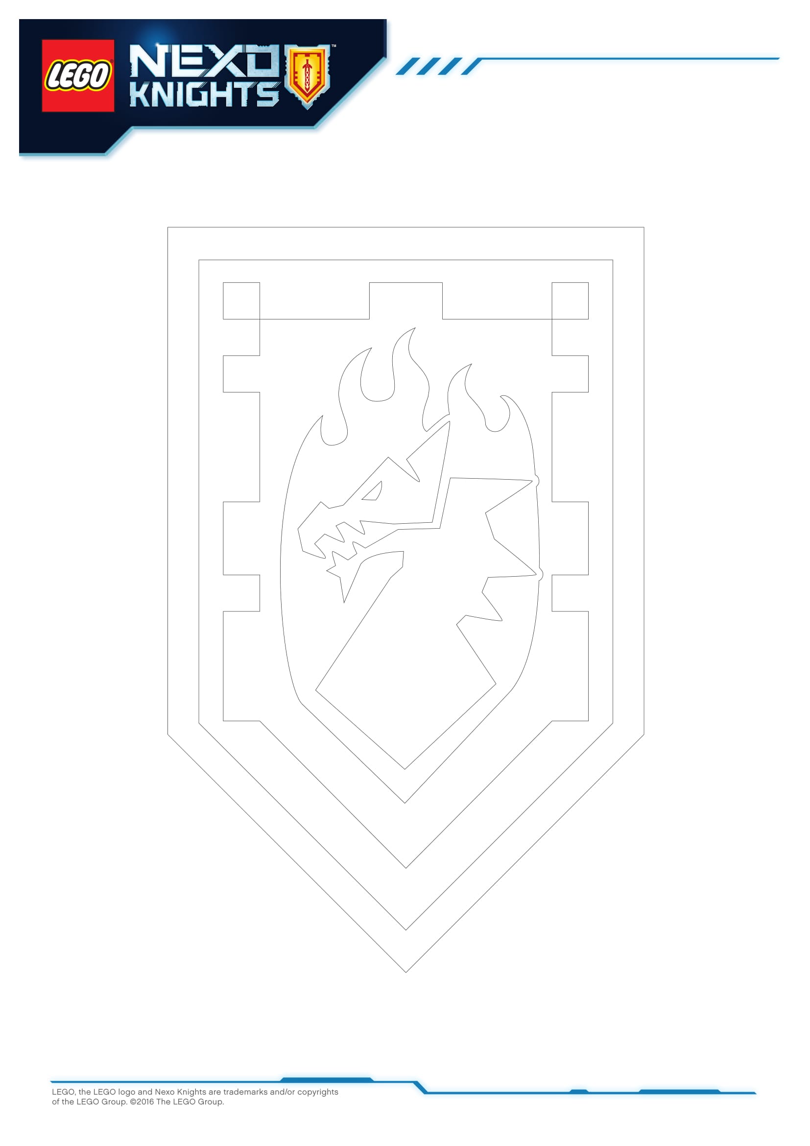 Coloriage Bouclier Nexo Knights Lego à motifs géométriques - Lego à imprimer