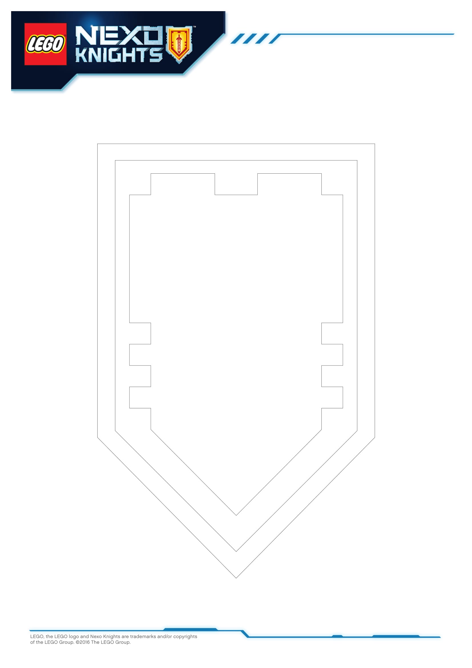 Coloriage Écusson Nexo Knights Lego aux couleurs vives - Lego à imprimer