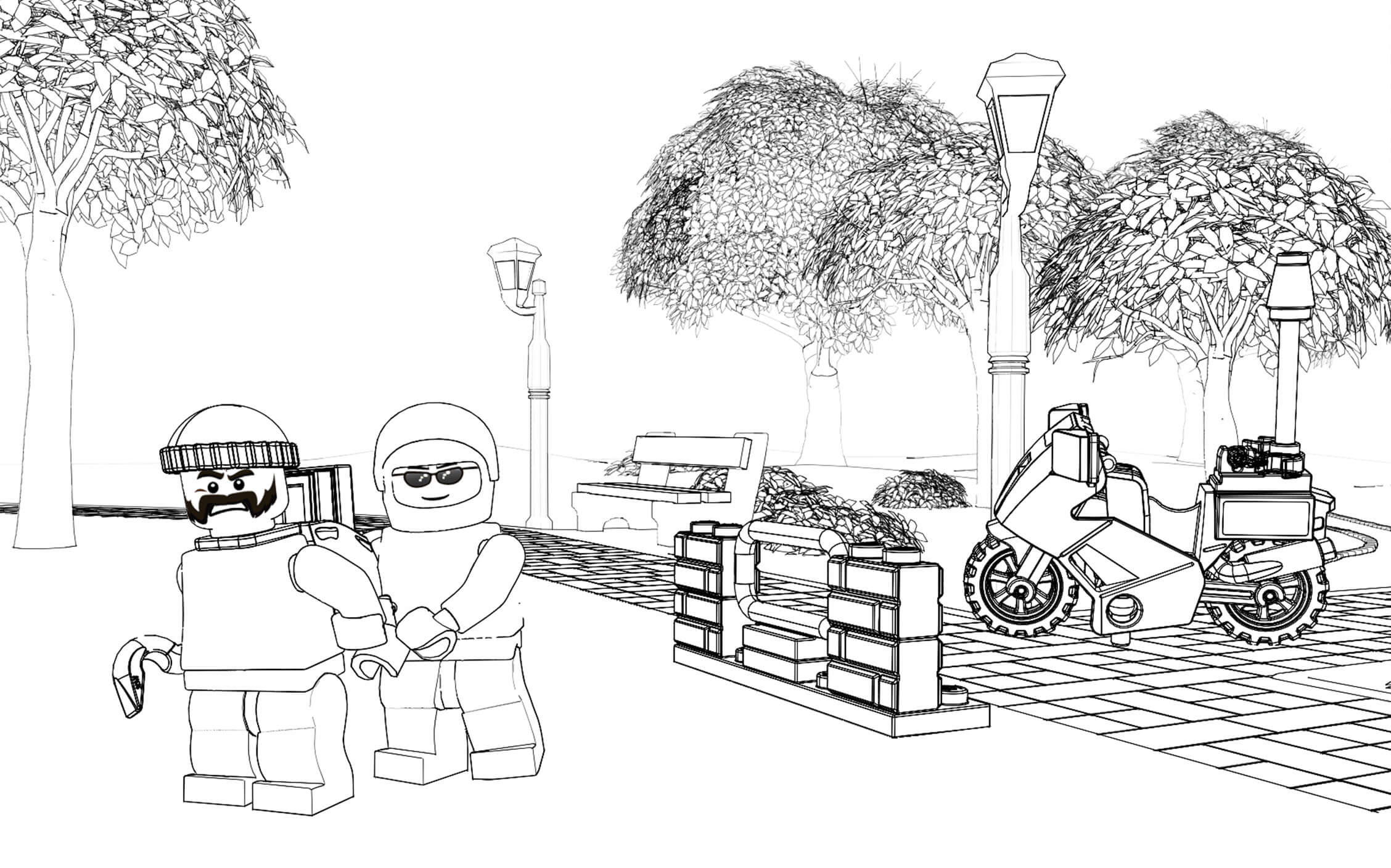 Coloriage Lego Police Crook Pursuit - Lego city à imprimer