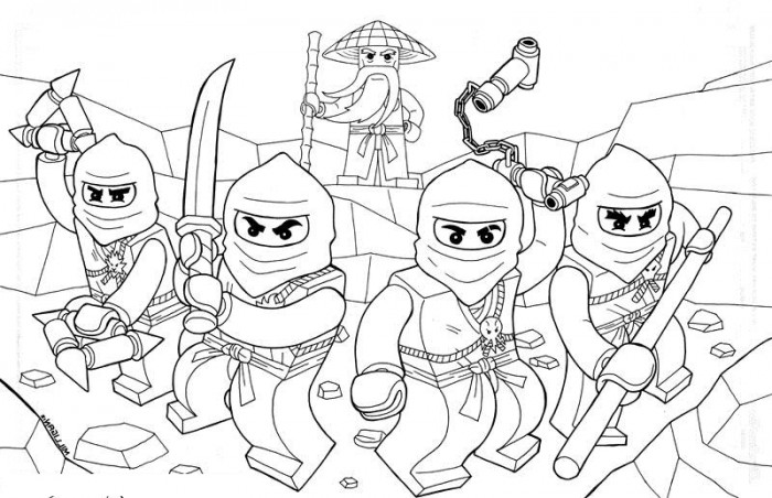 Coloriage Équipe Lego Ninjago Ensemble - Ninjago à imprimer