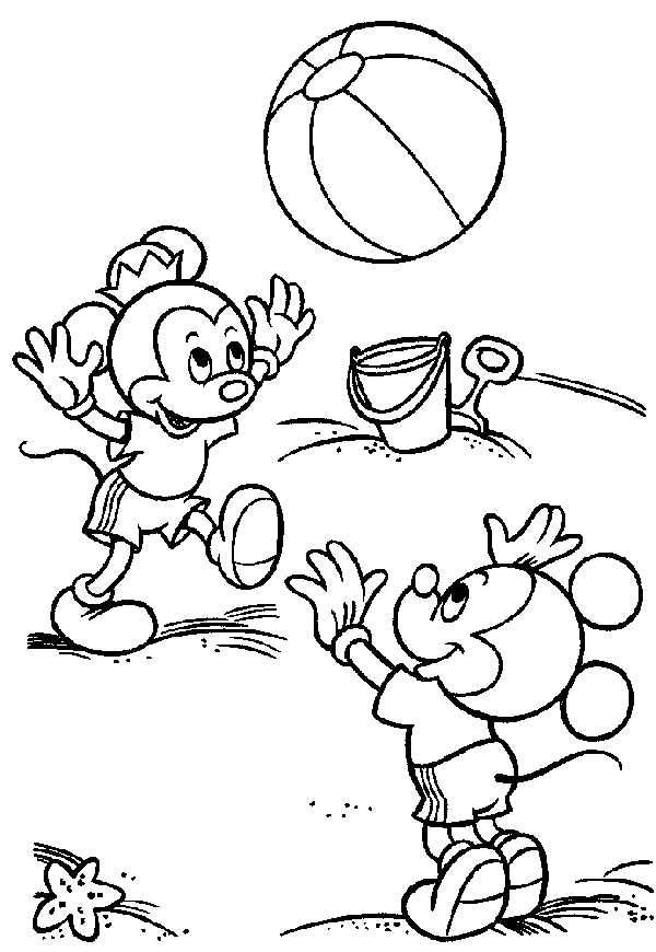 Coloriage Les Enfants De Mickey A La Plage - Mickey à imprimer