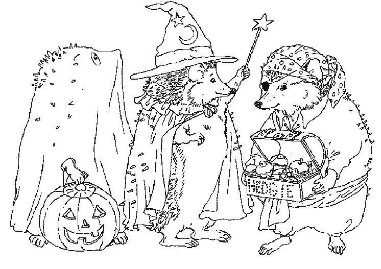 Coloriage Les Hérissons Fetent Halloween - Hérisson à imprimer