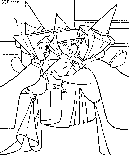 Coloriage Les Trois Fées De La Belle Au Bois Dormant - Fée à imprimer