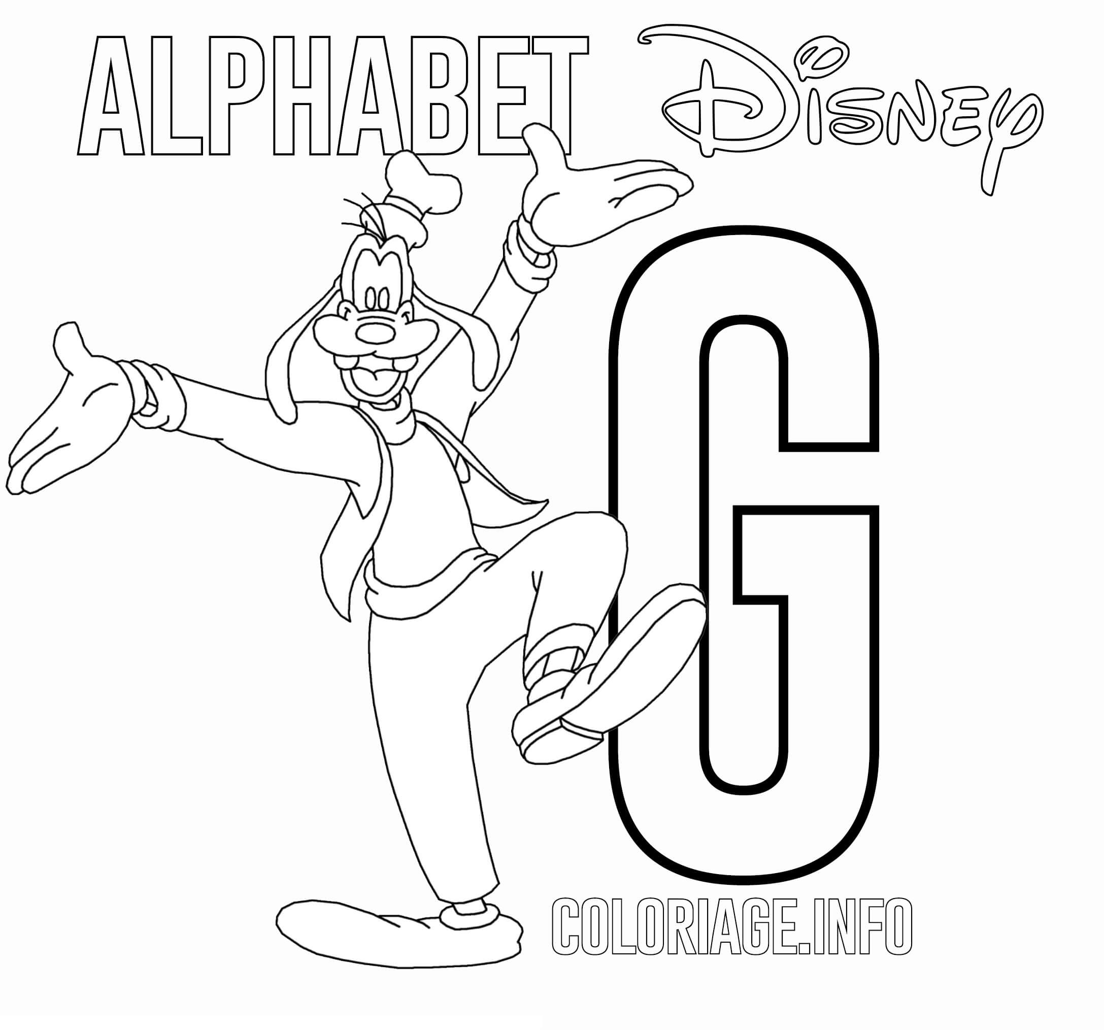 Coloriage Lettre G Pour Goofy - Alphabet disney à imprimer