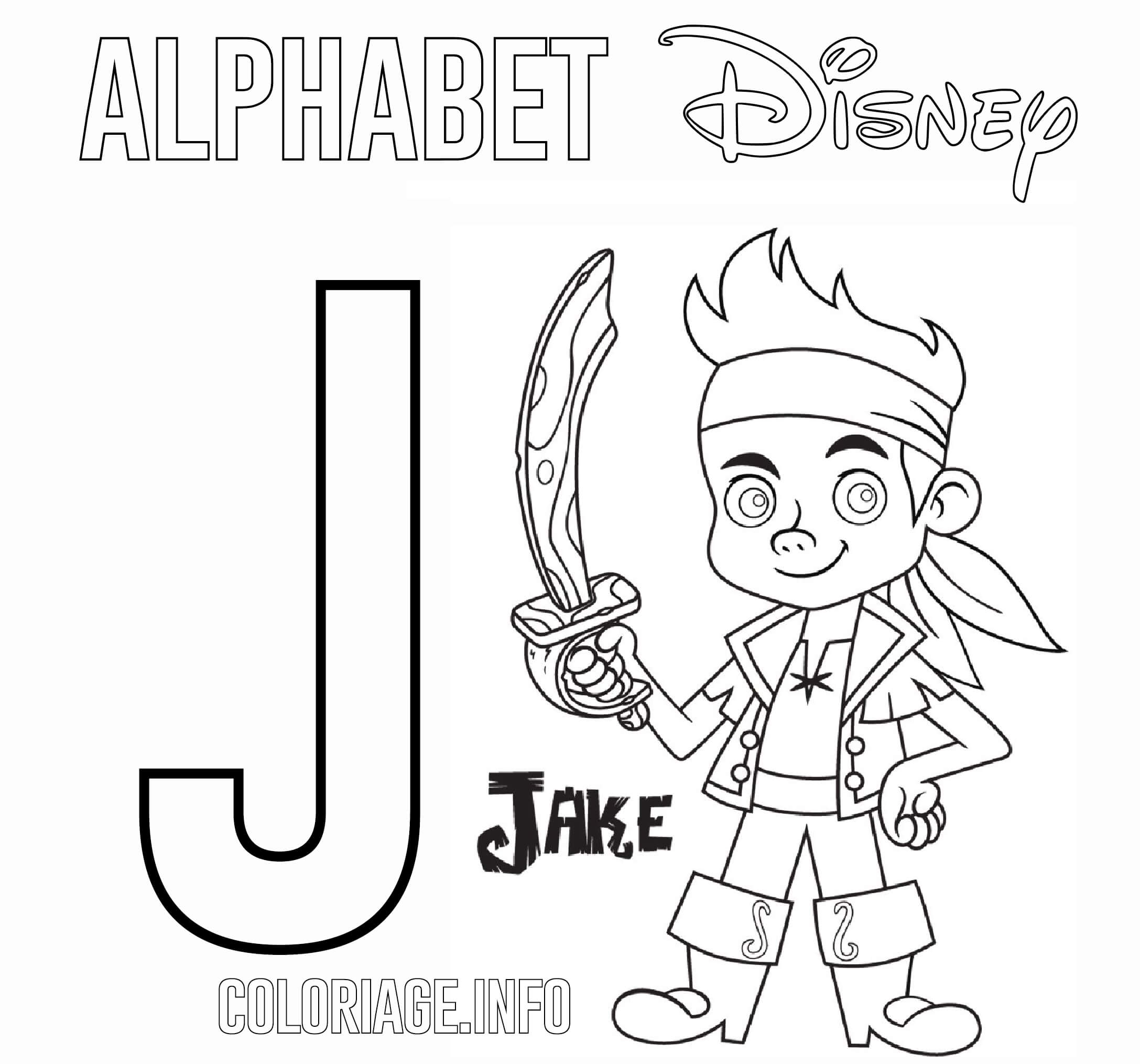 Coloriage Lettre J Pour Jakes - Alphabet disney à imprimer