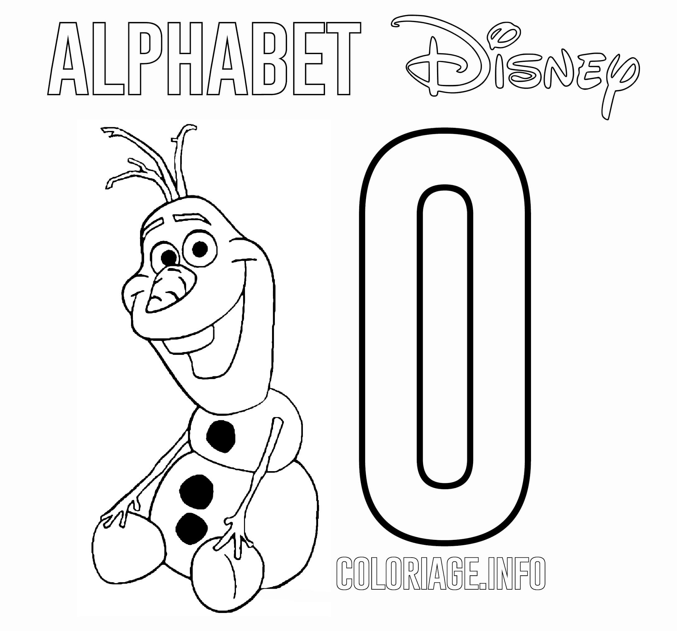 Coloriage Lettre O Pour Olaf - Alphabet disney à imprimer