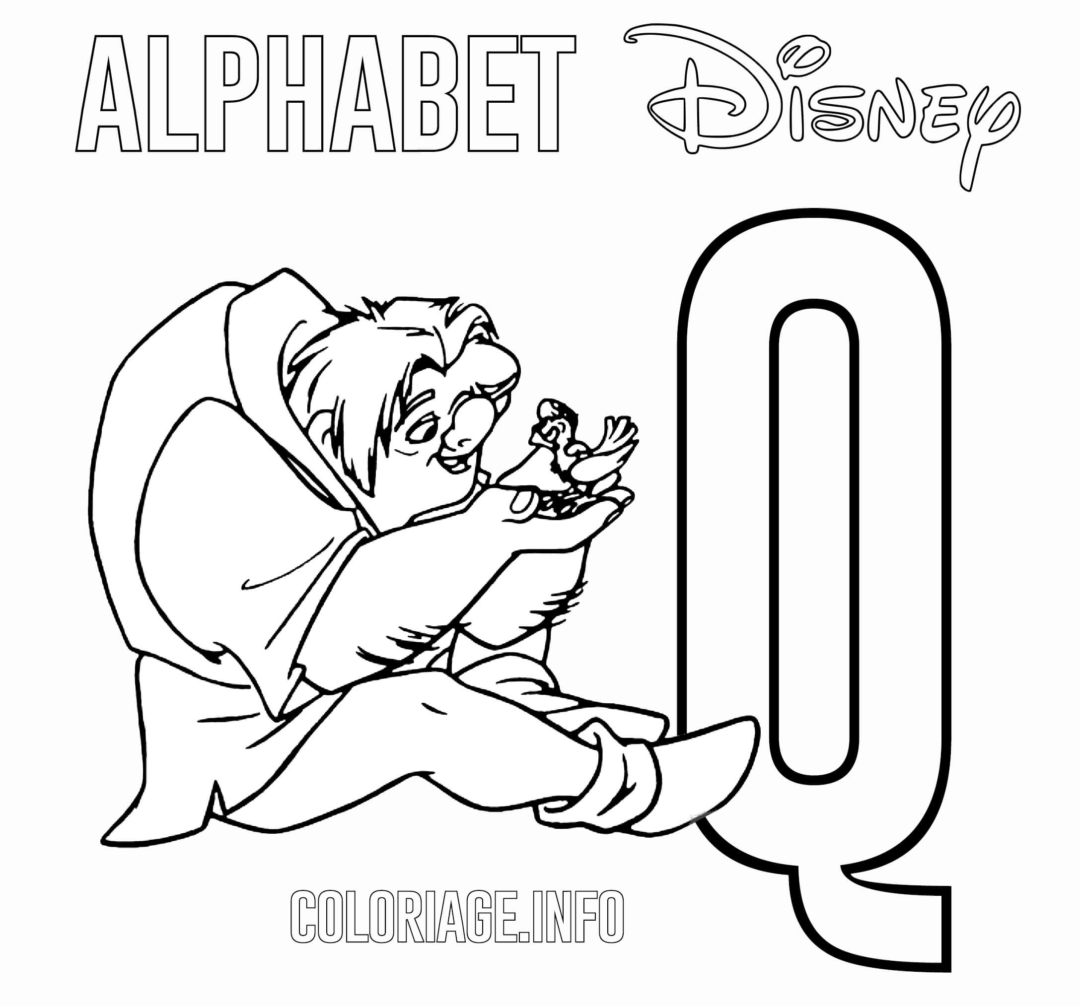 Coloriage Lettre Q Pour Quasimodo - Alphabet disney à imprimer