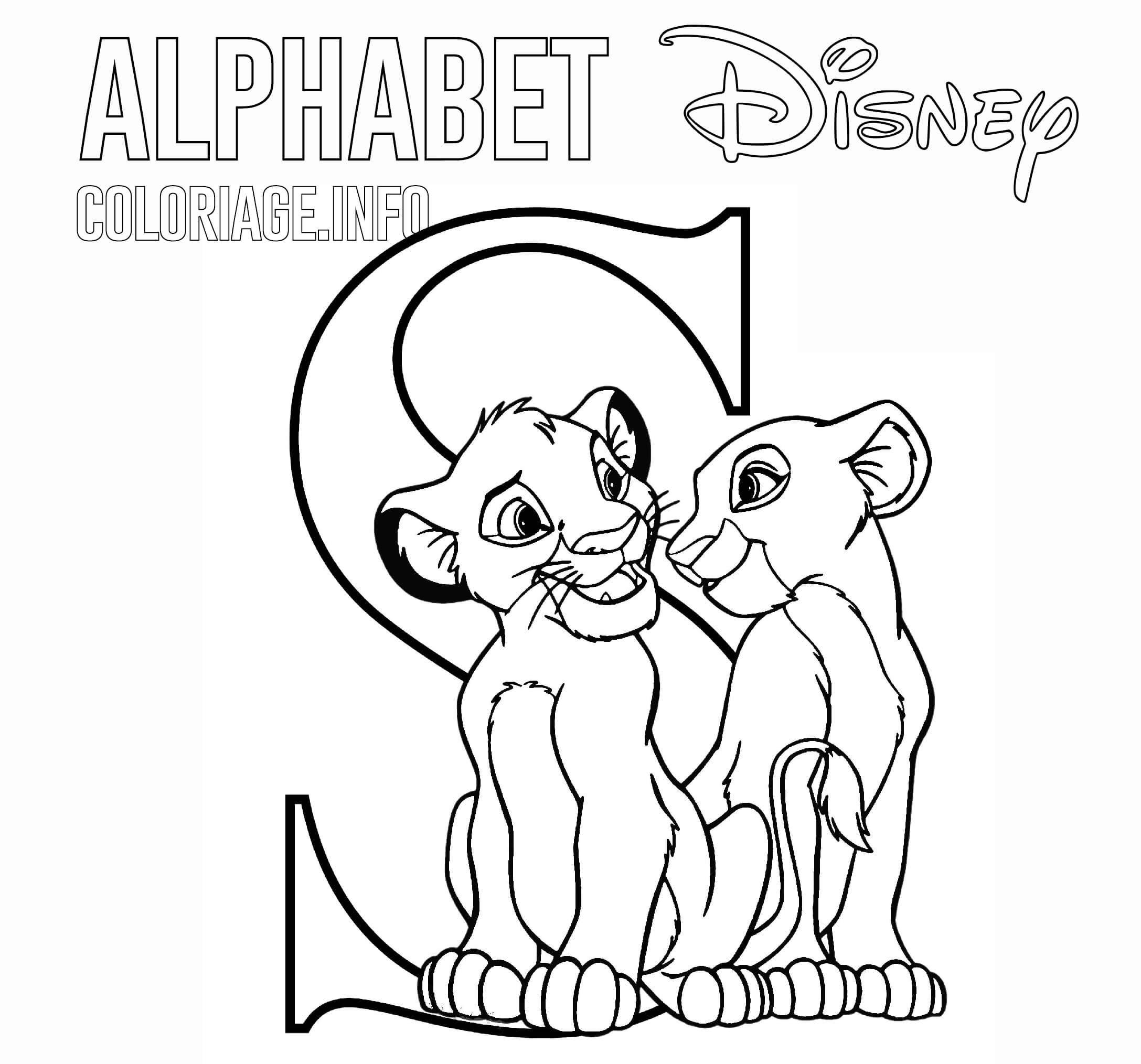 Coloriage Lettre S Pour Simba - Alphabet disney à imprimer
