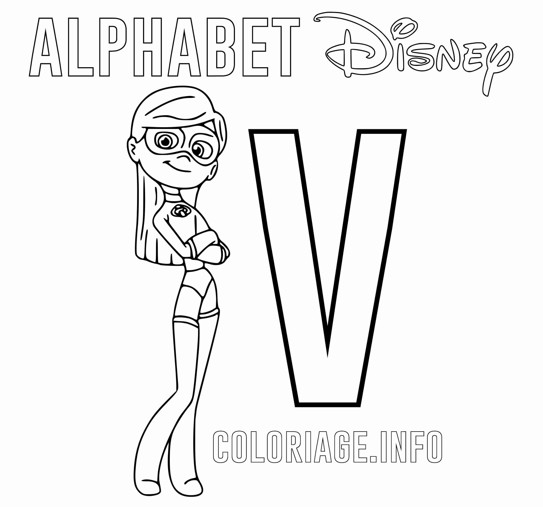 Coloriage Lettre V Pour Violette Parr - Alphabet disney à imprimer