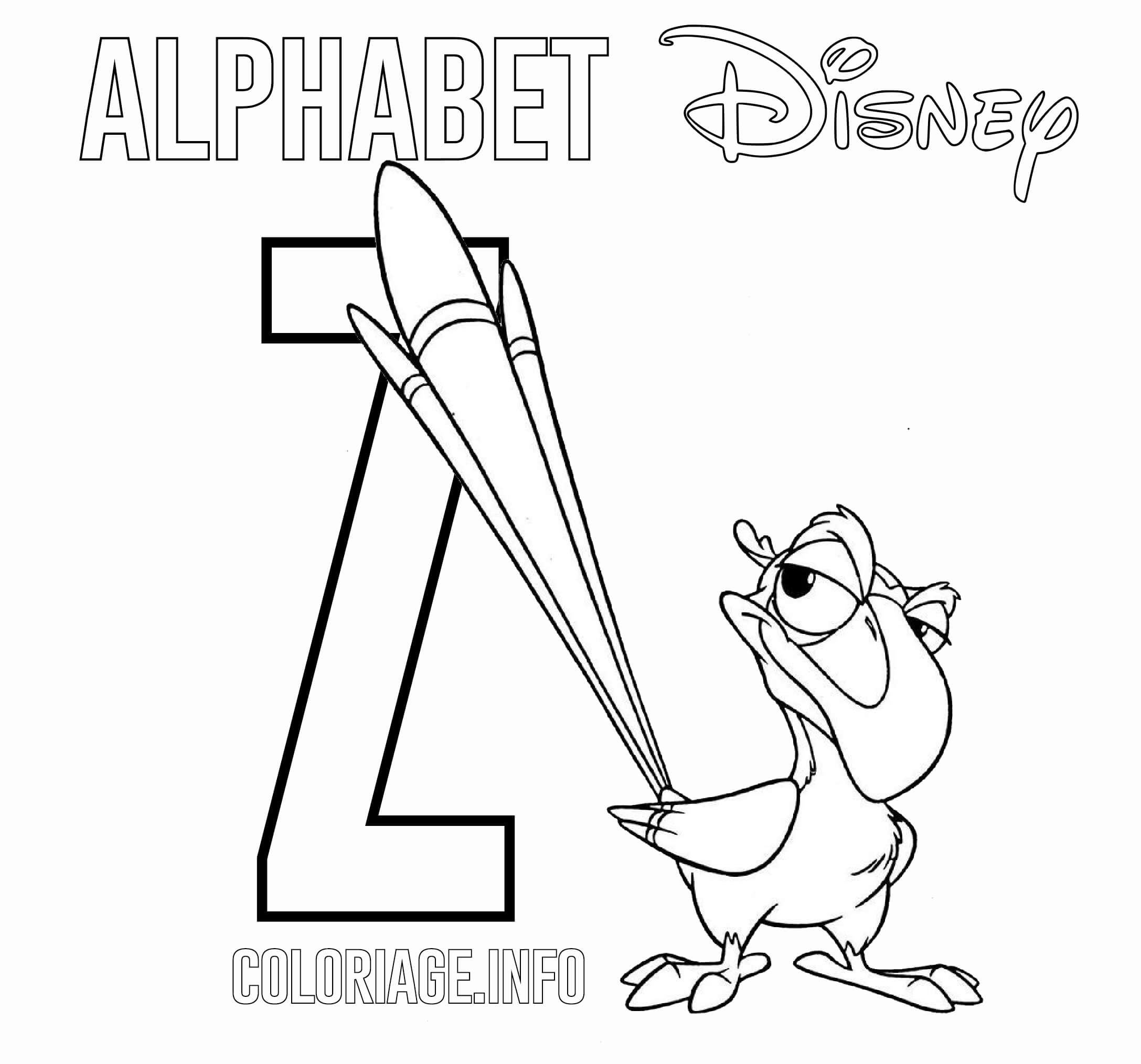 Coloriage Lettre Z Pour Zazu - Alphabet disney à imprimer