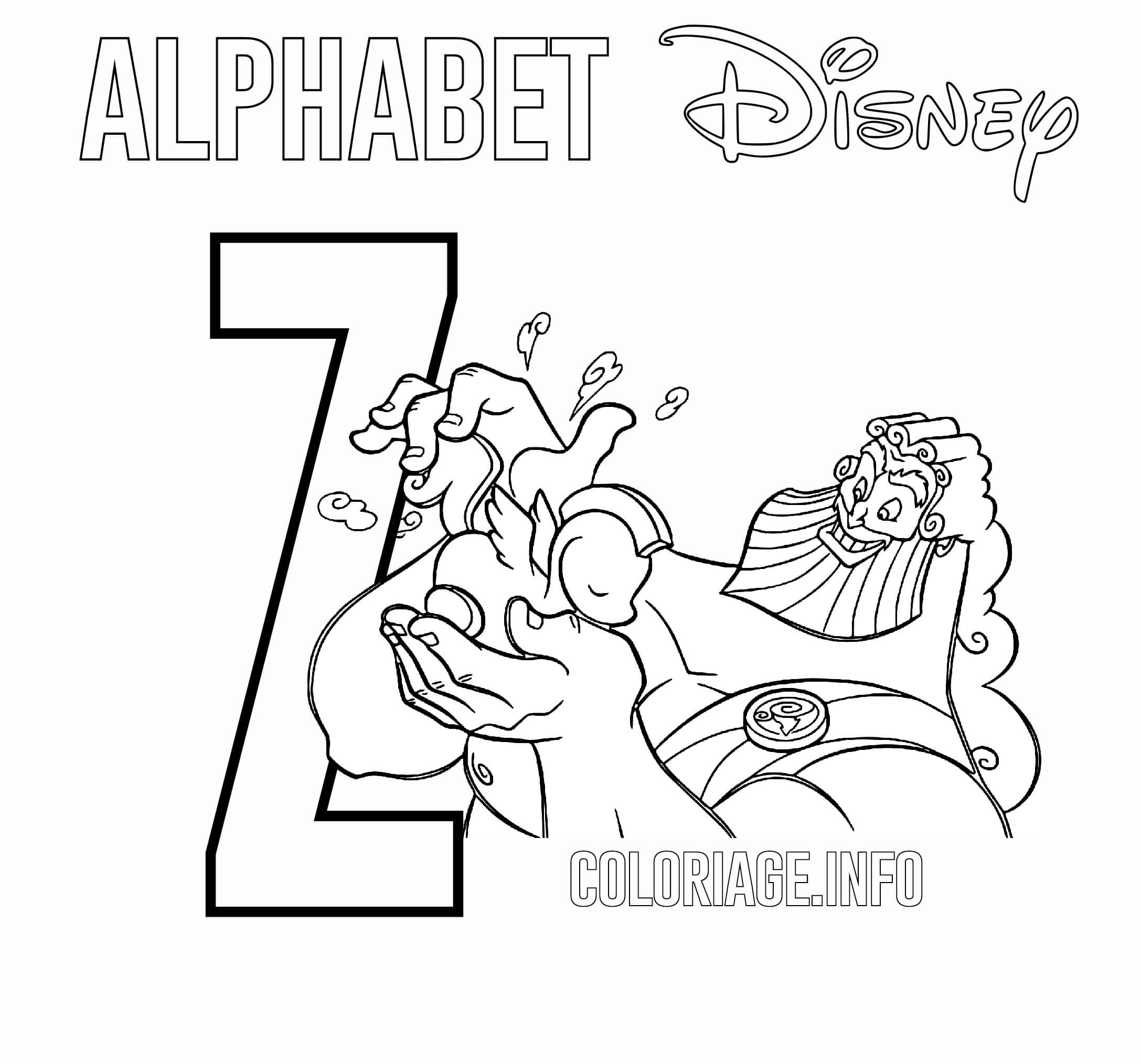 Coloriage Lettre Z Pour Zeus - Alphabet disney à imprimer