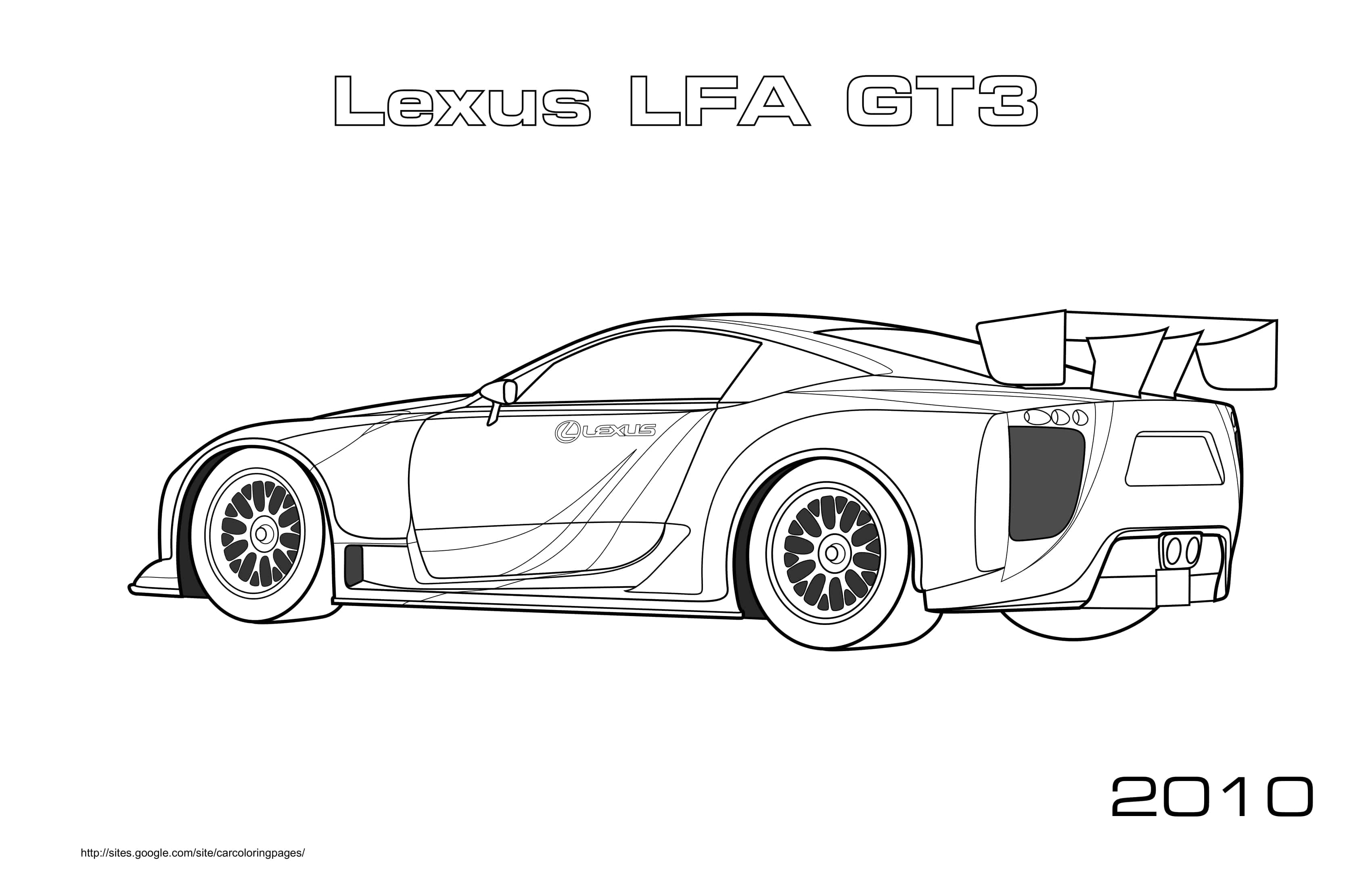 Coloriage Lexus LFA GT3 2010 sportive haute performance - Voiture de course à imprimer