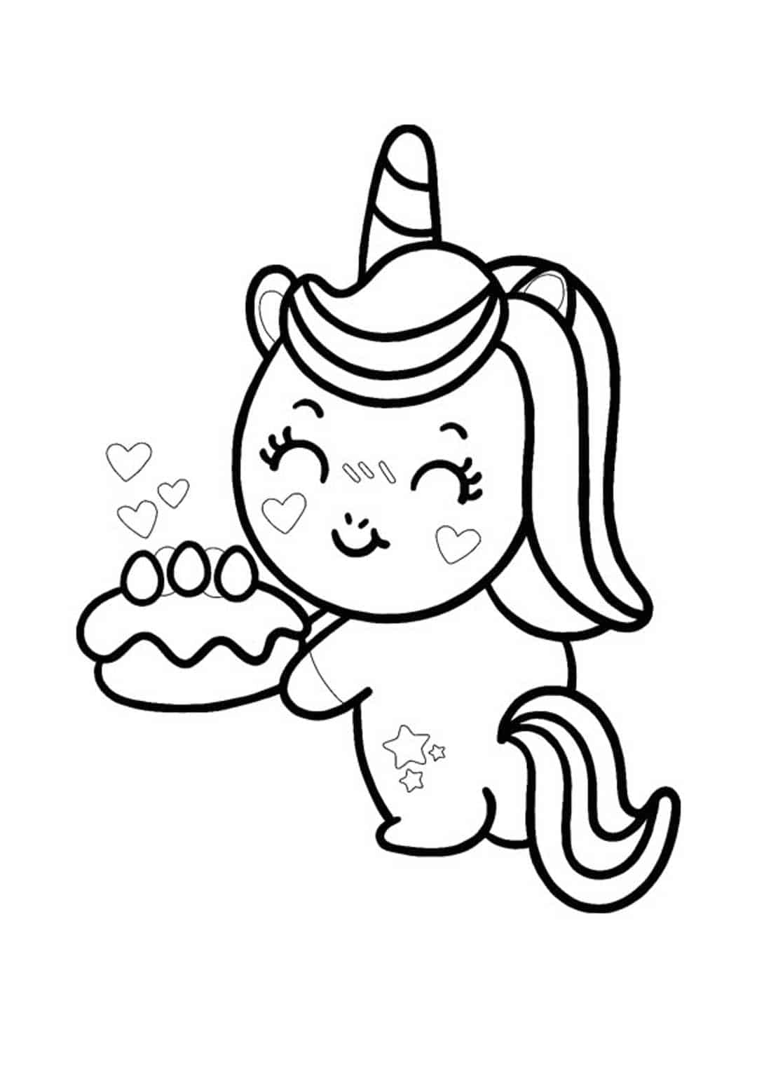Coloriage Licorne Avec Gâteau Anniversaire - Licorne à imprimer